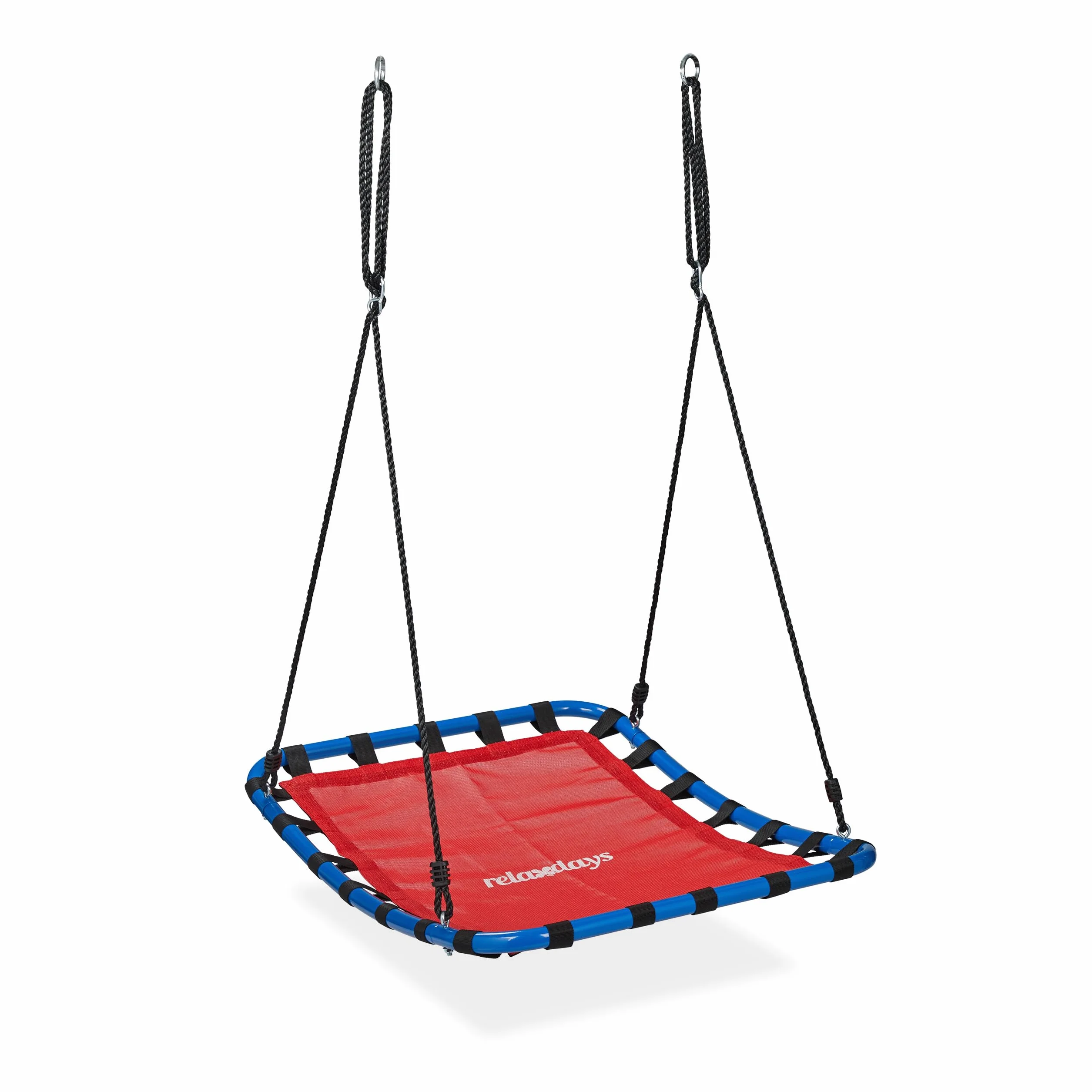 Relaxdays Altalena a Nido per Esterni, Dondolo per Il Giardino, Regolabile, Carico Fino a 100 kg, LP76x103 cm, Rossa Blu