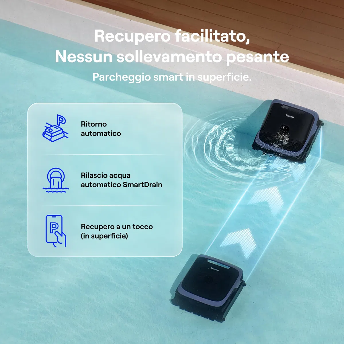 Beatbot Sora 70 Robot Piscina pareti e Fondo, Superficie e Linea,Blu | Pareti e fondo, superficie e linea di galleggiamento, senza fili, parcheggio in superficie,App,Piscine Fuori Terra/interrate