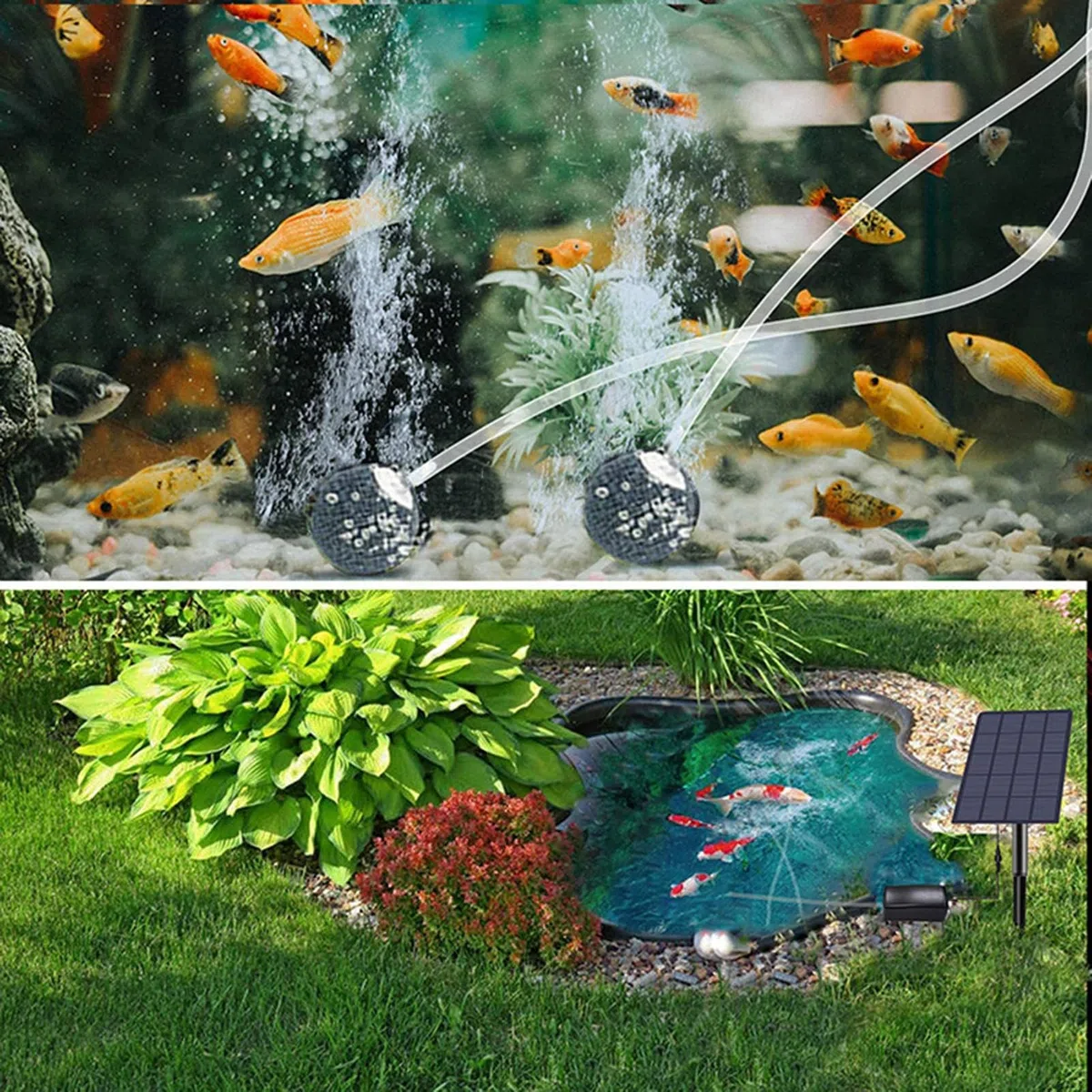 Aeratore Per Laghetto Con Pannello Solare, 2.5W Pompa Solare Ossigeno Per Laghetto Fontana, Con Tubo Di Ossigeno E Pietra Della Bolla Per Circolazione Ossigenante Aerazione Laghetti Da Pesca, Giardino