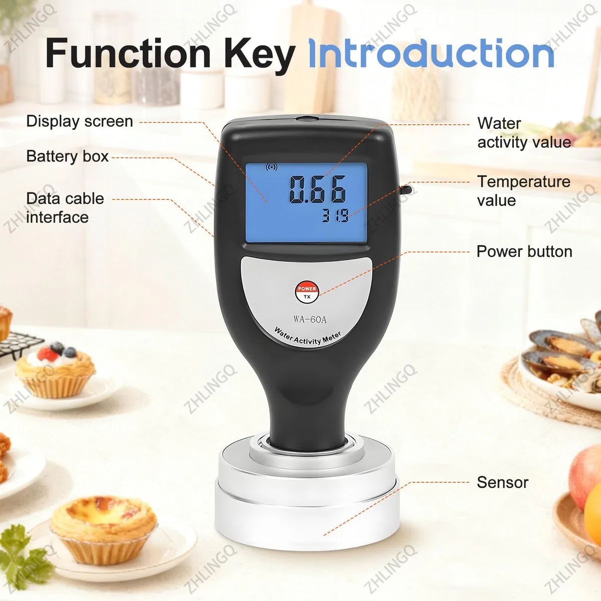 Misuratore di attività dell'acqua, tester portatile AW con LCD retroilluminato, precisione 0,02 aw per test di laboratorio alimentare e sul campo, USB+Bluetooth