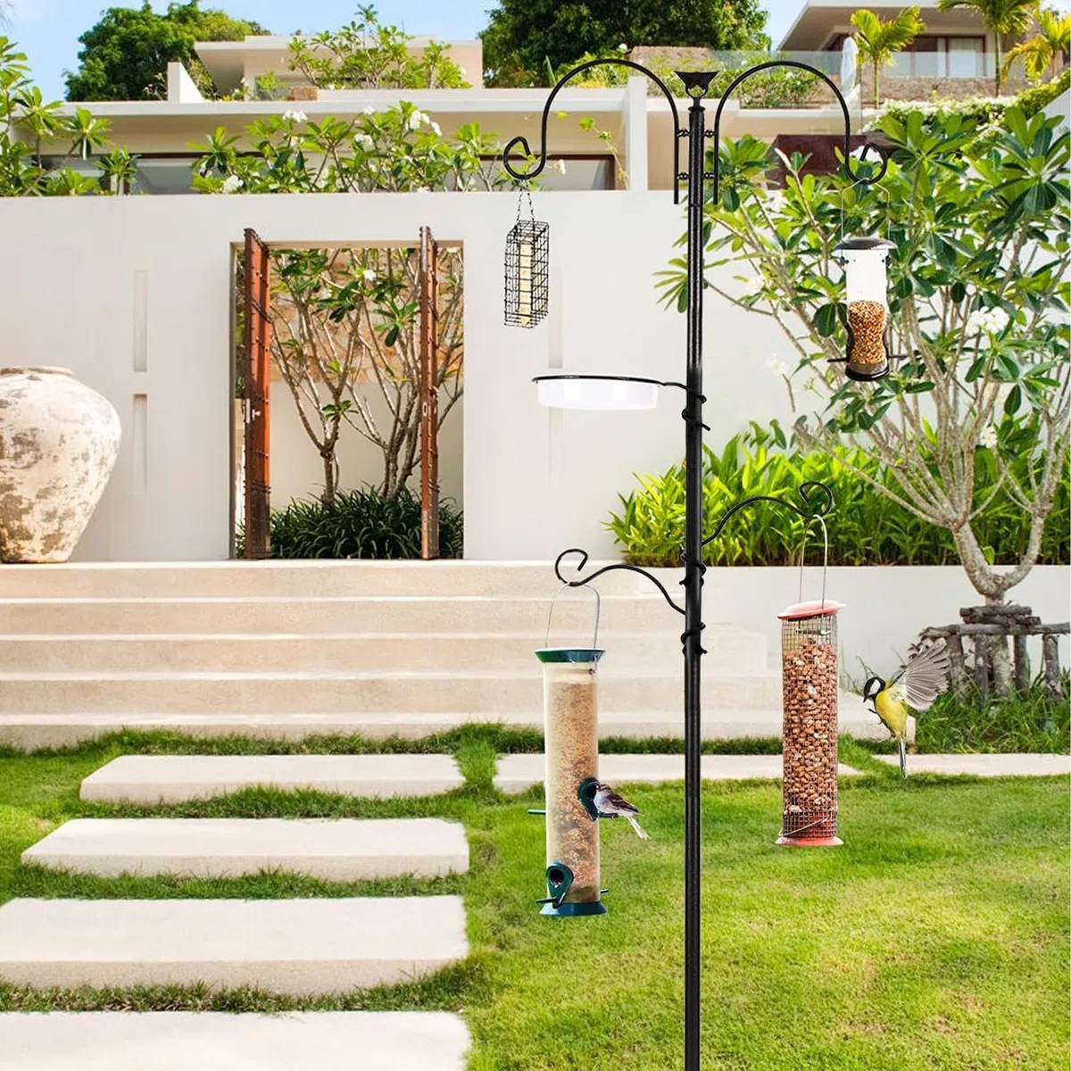 Mangiatoie per uccelli esterni - Stazione di cibo per uccelli da giardino | metallo ferro artistico impermeabile anti-perdite per giardino terrazza balcone patio esterno