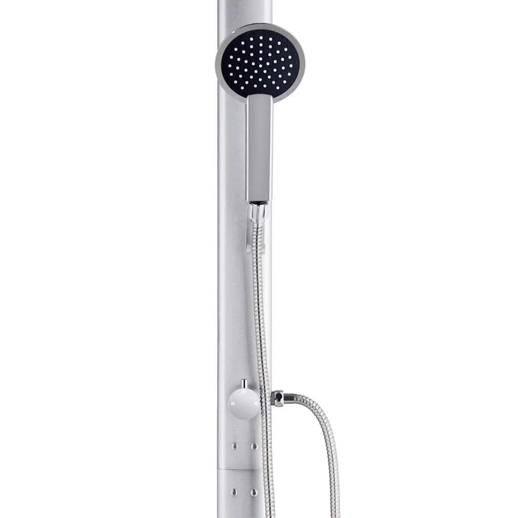 Doccia da giardino in alluminio, altezza 215 cm, con soffione e doccetta per giardino, piscina, vasca idromassaggio, accessorio per esterni, terrazza, uso estivo, resistente alle