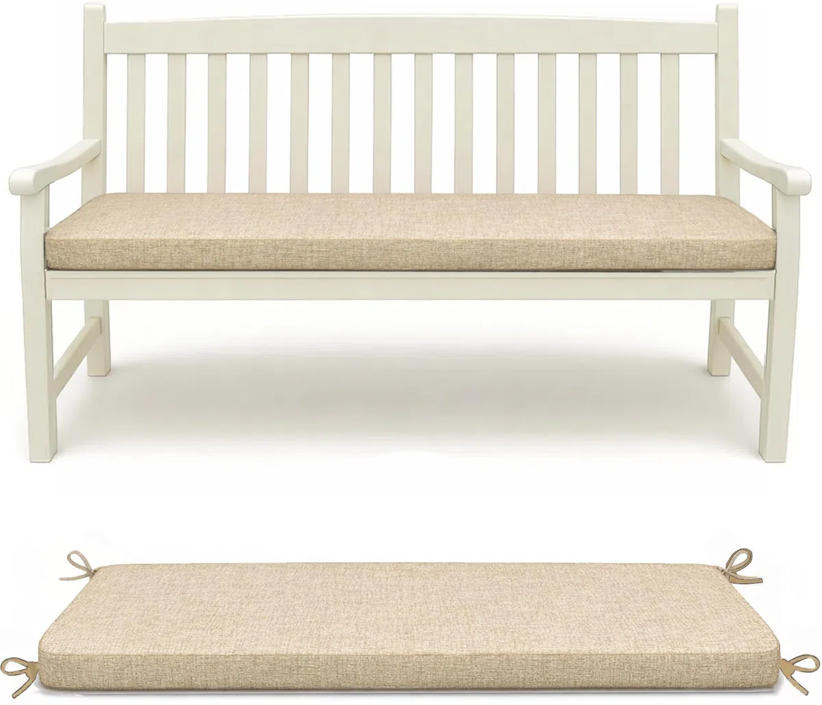 HAND Cuscino per Panca 120x40 cm - Interno ed Esterno - Seduta Imbottita, Morbida e Resistente - Per Giardino, Patio, Cucina - Prodotto in Italia (Tortora)
