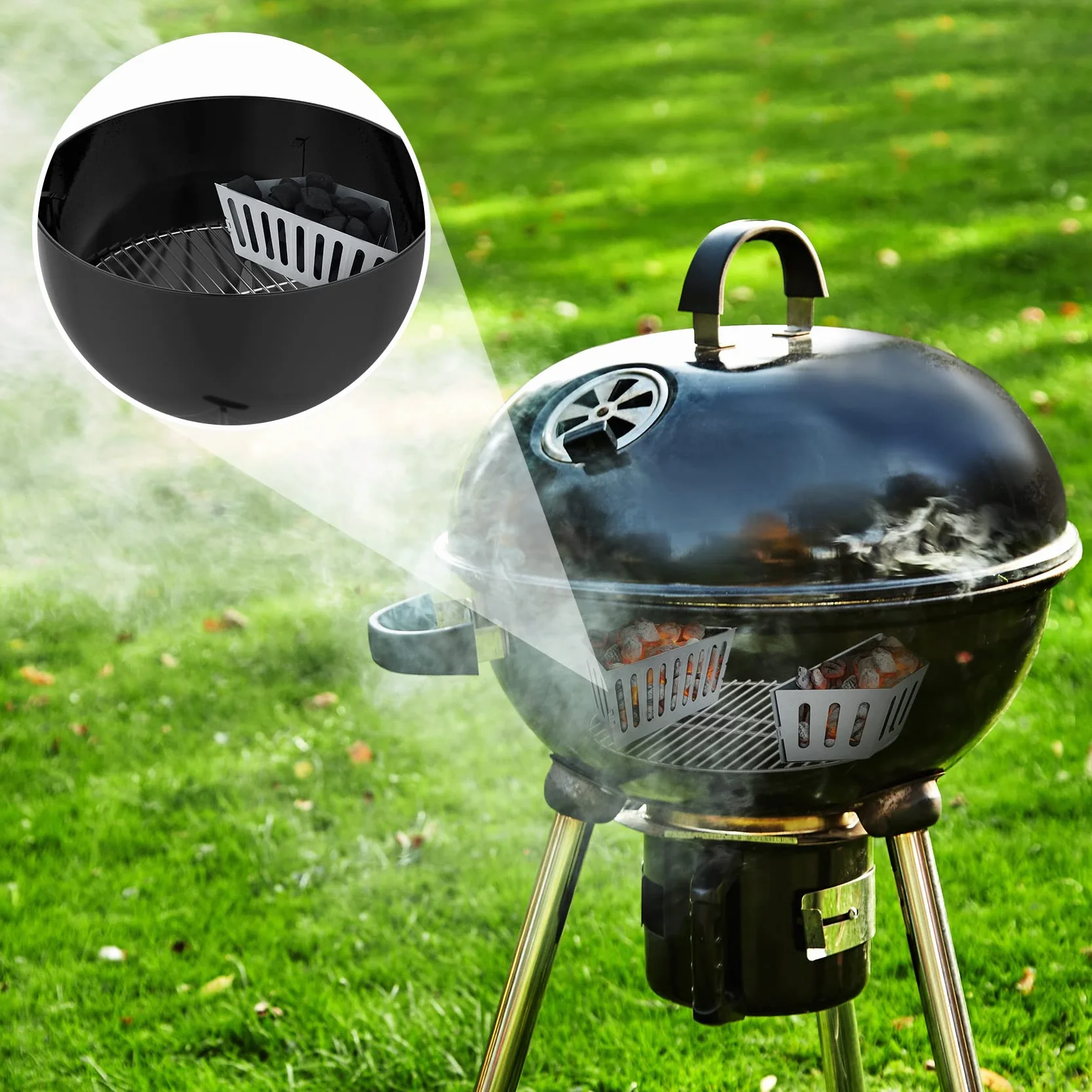 onlyfire Cestino per Carbonella da Barbecue, Supporti per Carbone più Grandi per Griglie a Carbonella Weber 57/67 cm, Accessori per Barbecue, 2 PCS