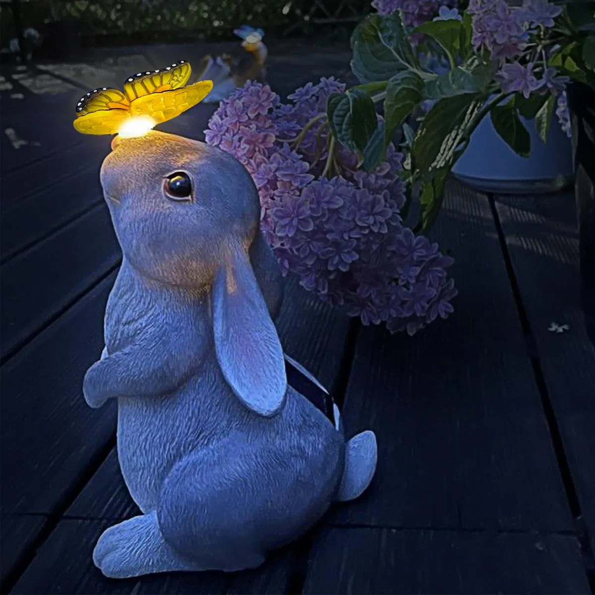 Decorazione di Statue di Coniglio da Giardino con Lampada Solare - Statue da Esterno per gli Amanti dei Coniglietti, Regalo di Inaugurazione della Casa per Patio, Cortile, Giardino
