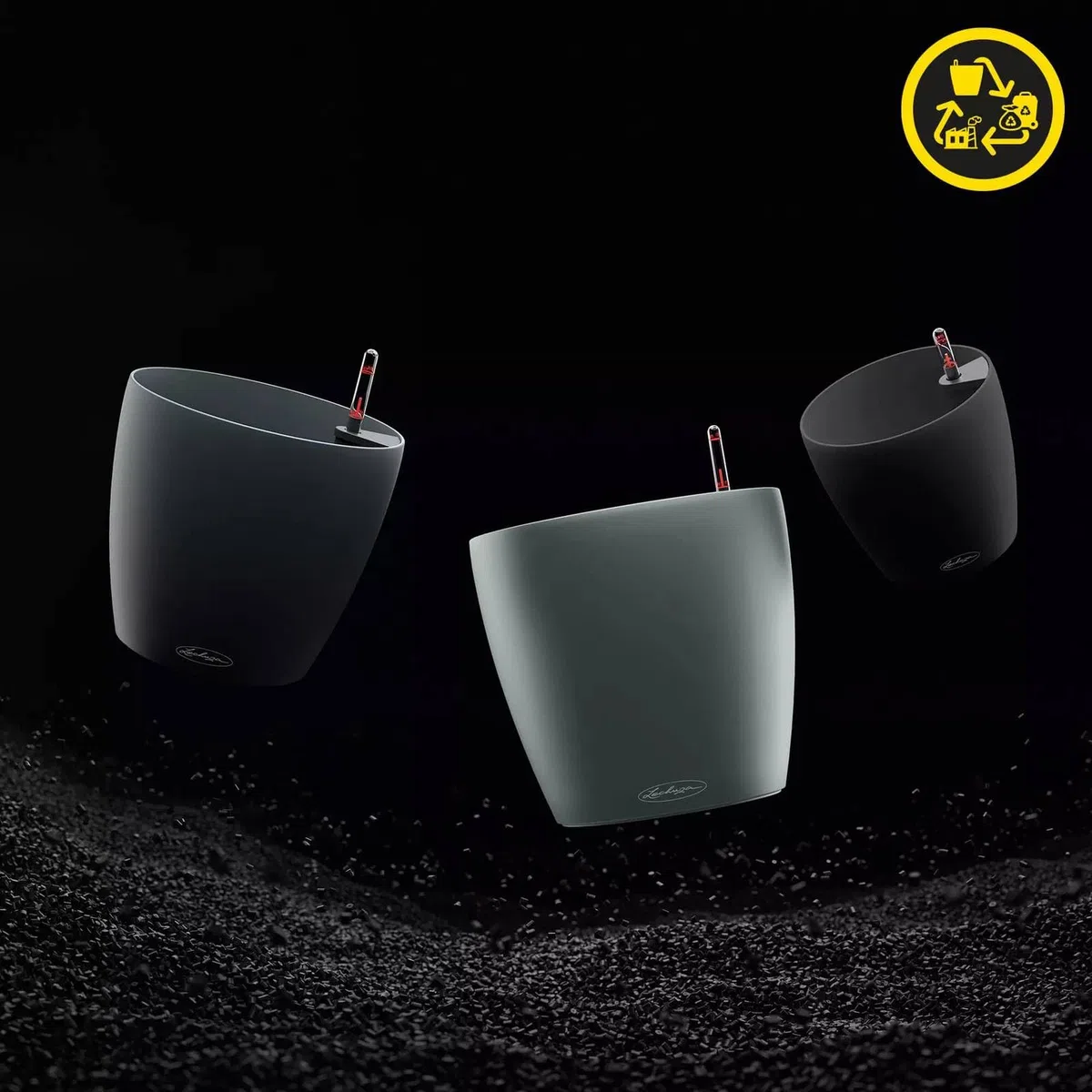 Lechuza - Vaso classico color eco 60 grigio scuro | vaso con sistema di irrigazione e indicatore del livello dell'acqua|in plastica 100% riciclata | superficie opaca | Ø 60 x 55,5 cm | 18955