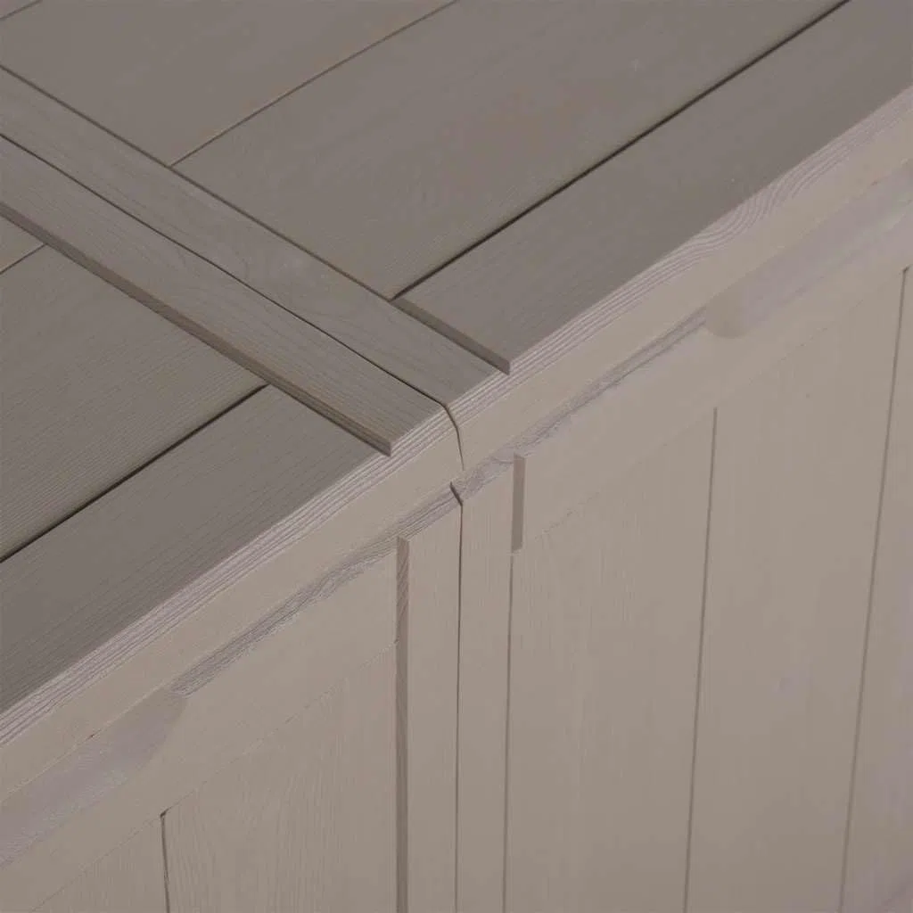Baule da giardino da 270 l, in polipropilene, effetto legno, per cuscini, contenitore da giardino, per esterni, terrazza, balcone, funzione di organizzazione con coperchio