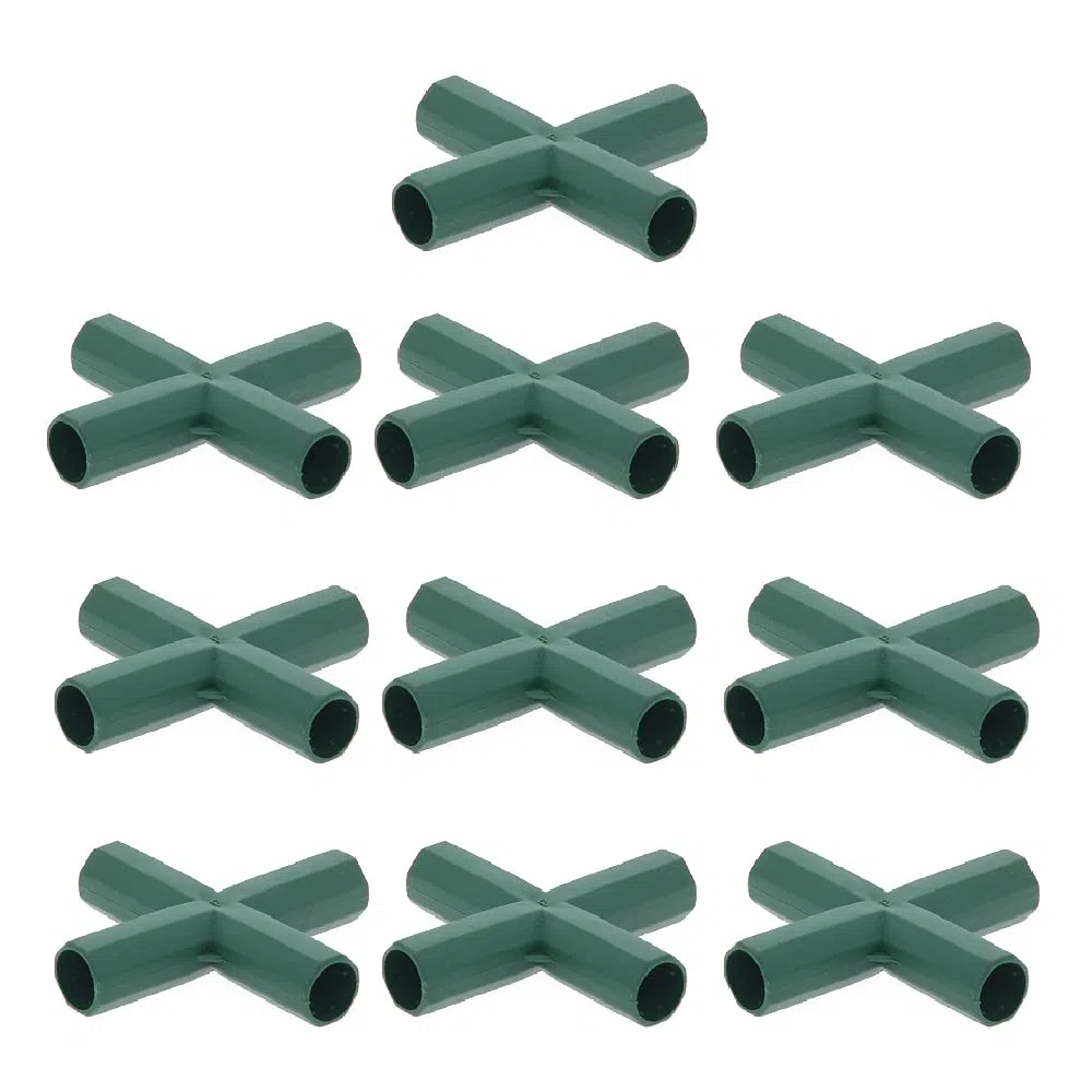 TopHomer 10 Pezzi Connettori per Telaio Serra, 16mm Piatti a 4 Vie Connettori Angolari per Gabbie del Telaio da Giardino per Traliccio d'Uva Protezione Solare Capannone Giardinaggio