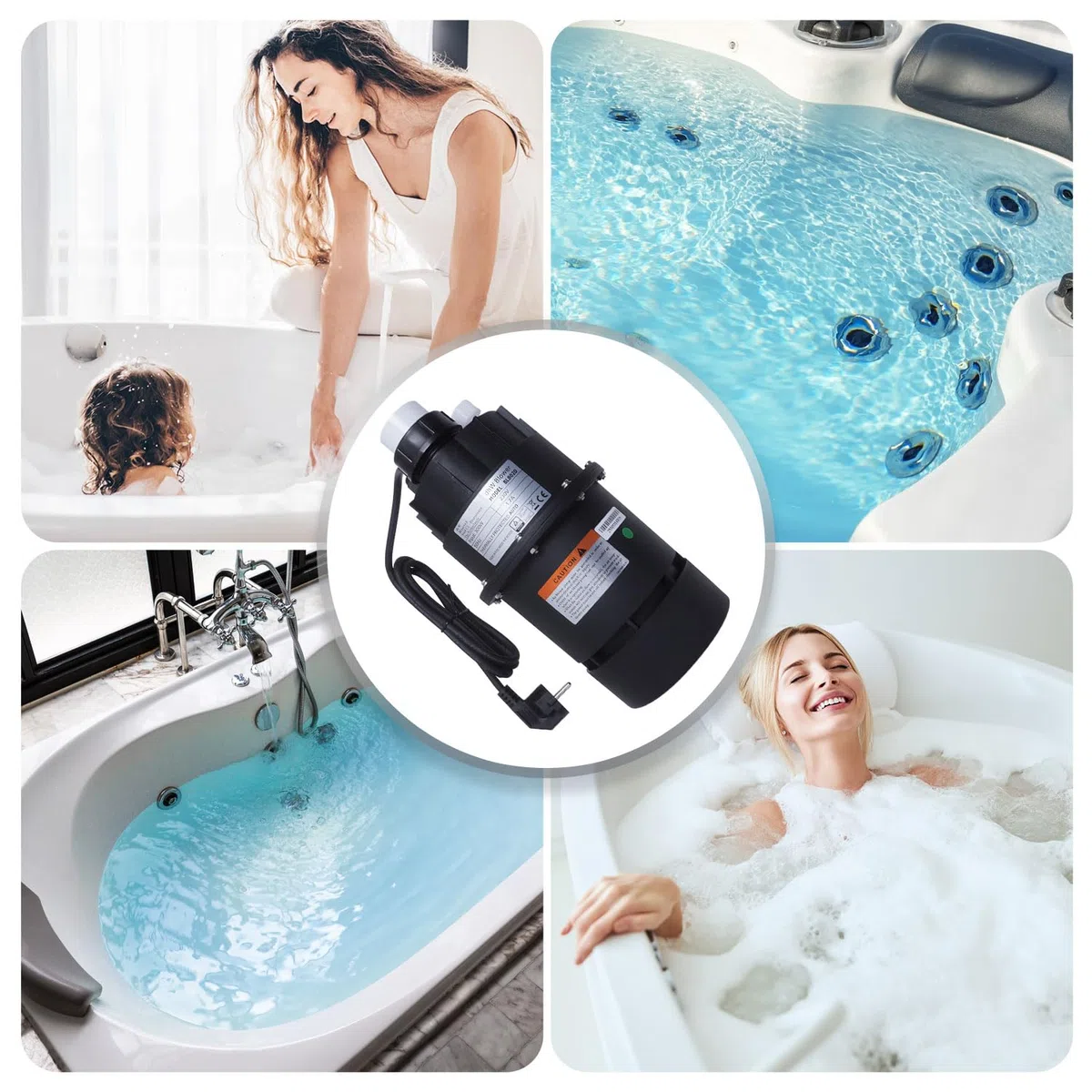 AQUADE Soffiatore per vasca idromassaggio, silenzioso, pneumatico, 300 W, per vasca idromassaggio, per vasca idromassaggio, per esterni, per esterni, per idromassaggio, 300 W, 230 V