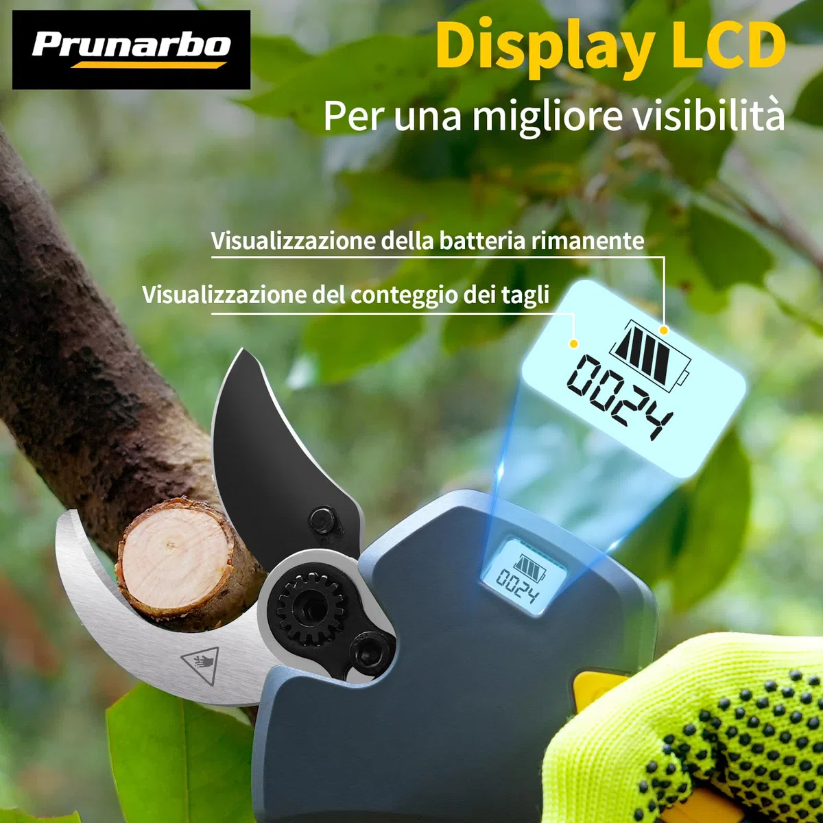 Forbici Elettriche a Batteria 40MM 18V Brushless 2 2Ah Batteria Display LCD Attrezzi da Giardino, Forbici Compatibili con Makita Batteries (PR-E40)