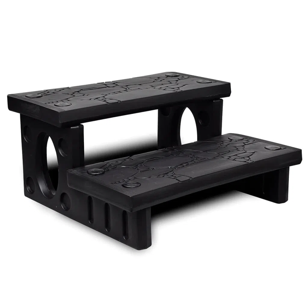Scala per vasca idromassaggio, in plastica, 70 x 65 x 34 cm, con superficie antiscivolo e gradini reversibili, per piscine rotonde e quadrate, accessorio per vasca idromassaggio, jacuzzi, spa
