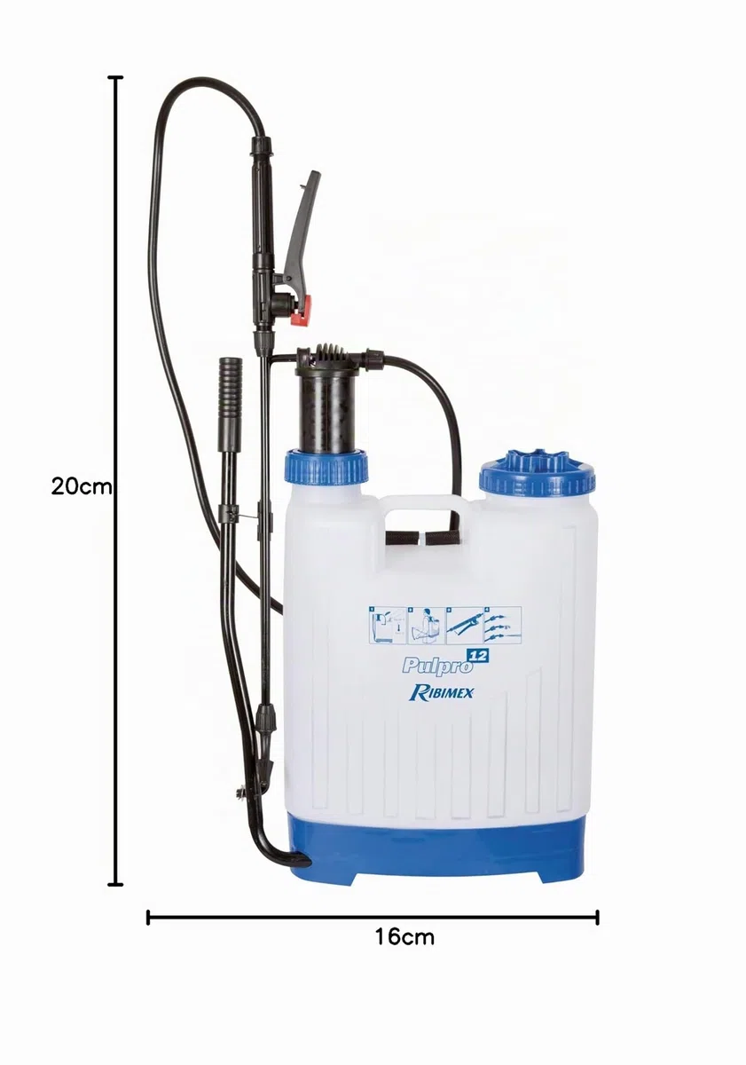 Ribimex Nebulizzatore a Zaino Pulpro 12 con Lancia in Fibra di Vetro, Ugello Regolabile e Pompa a Pistone, Spruzzatore da 13,5 L per Diserbo, Trattamenti Fitosanitari e Giardinaggio - PRP119D2