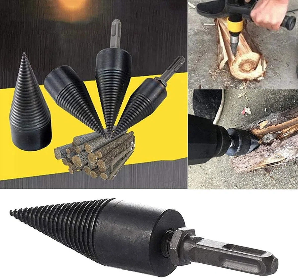 42mm Spaccalegna Trapano,Spaccalegna per Uso Domestico,Spaccalegna Vite Conica,Spaccalegna Manic,Spaccalegna in Acciaio,Trapano a Gradini Taglia-Legno,Spaccalegna Elettrico Legna,Spaccalegna
