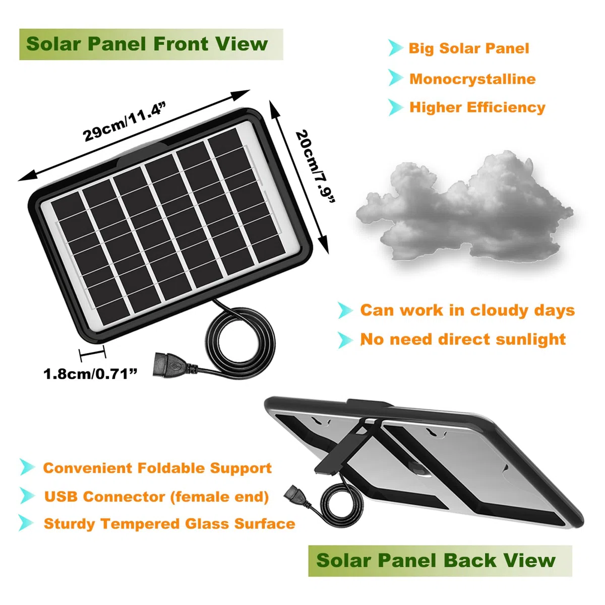 Ventilatore Alimentato a Energia Solare, 20 cm Senza Installazione, con Pannello Solare Portatile da 18W IP65, Ventilatore Solare Funzionante Anche nei Giorni Nuvolosi per Circolazione dell'Aria e