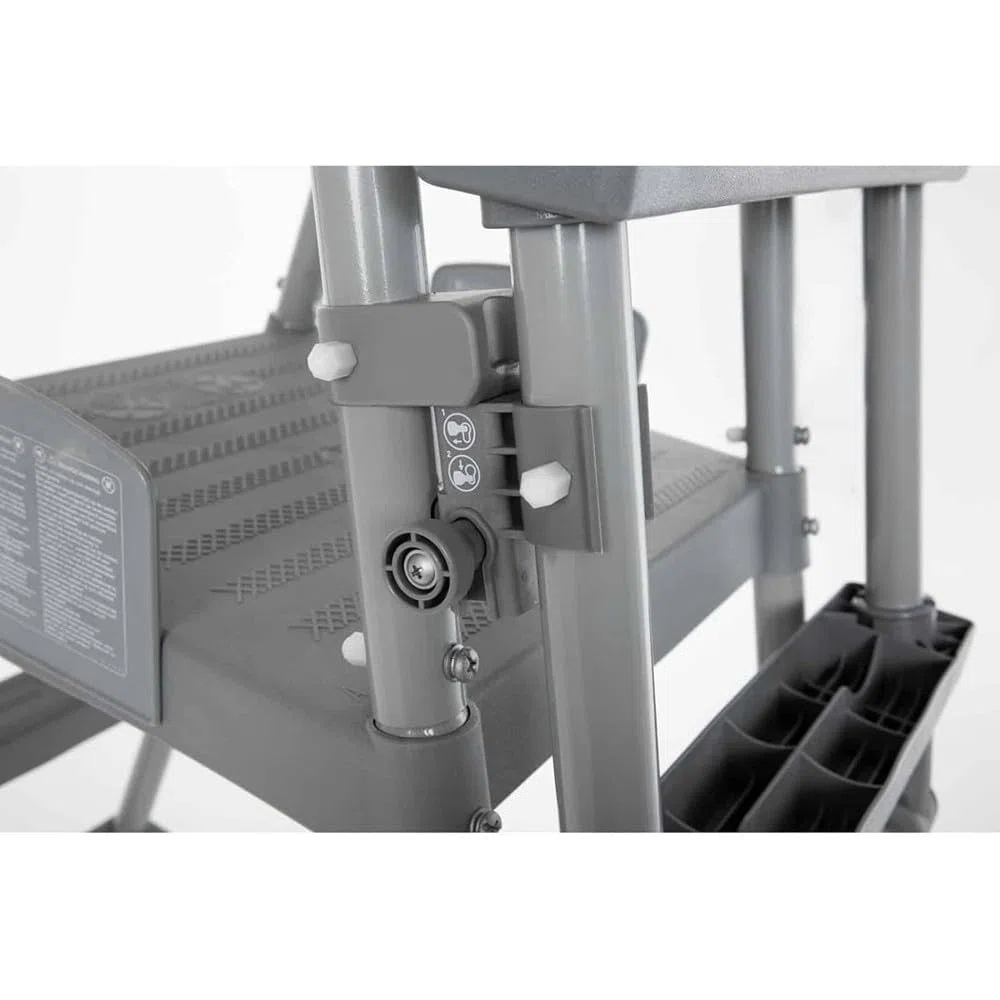 Trade Shop - Scaletta di Sicurezza per Piscine 132cm con Gradini in Plastica Telaio in Metallo 58332 -