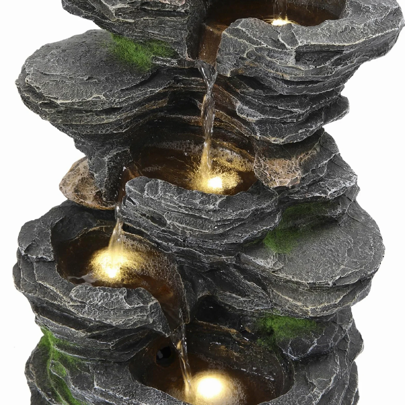 Fontana ad energia solare, design a cascata a 4 ripiani, con luci per esterni, decorazione da giardino e patio