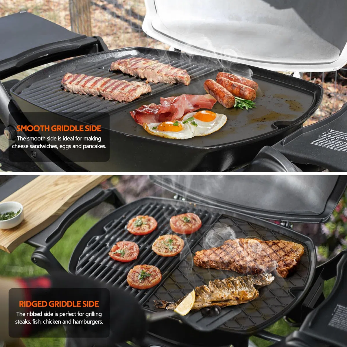 onlyfire Piastre per Barbecue in Ghisa per Griglie Weber Serie Q200&Q2000, Piastra per Grill per Griglie a Gas Weber Q200 Q220 Q240 Q2000 Q2200 Q2400, Ricambio per Weber 6559, 1 Pezzo