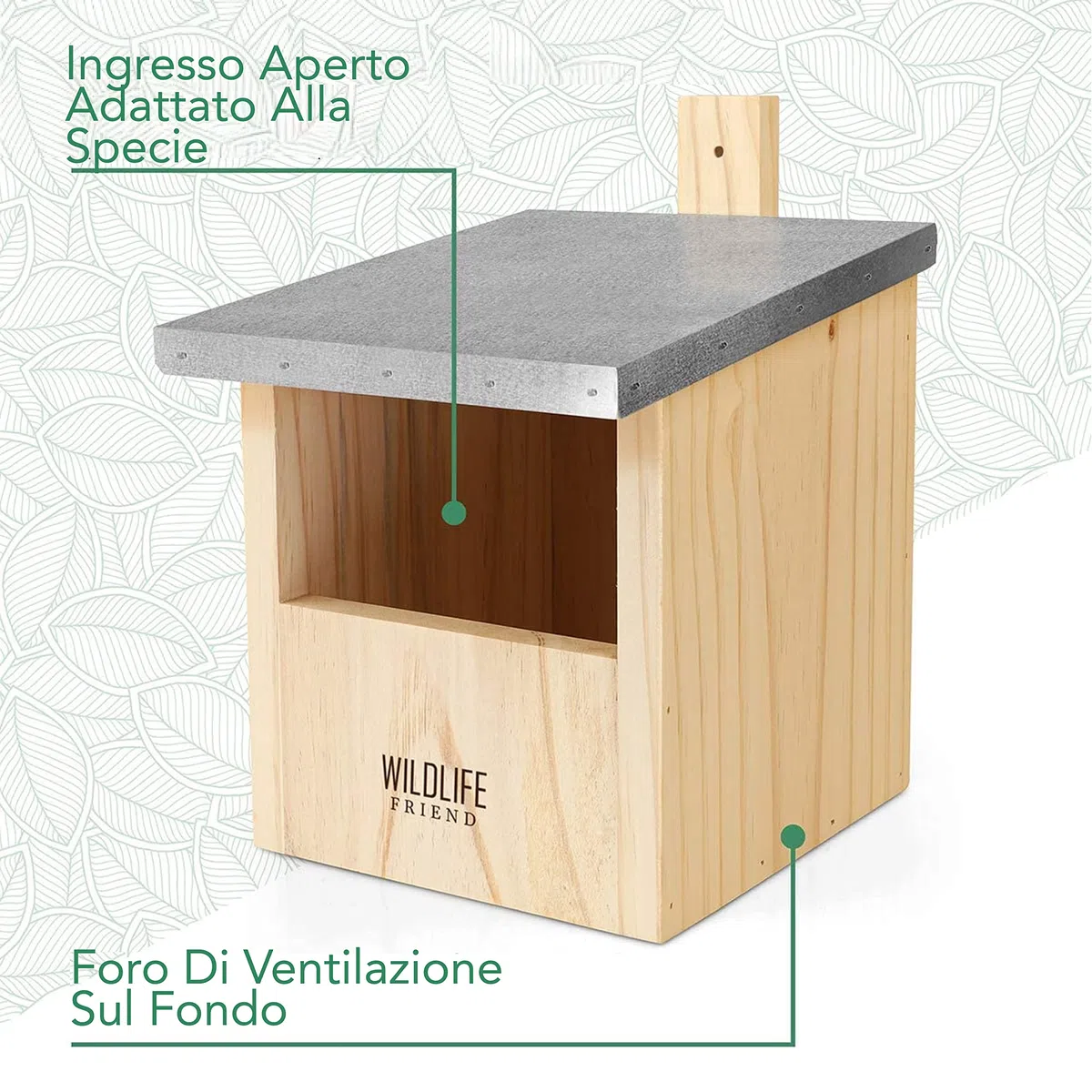 WILDLIFE FRIEND I Casetta per uccellini da esterno - Casetta Uccelli in Legno Massello con Tetto in Metallo - ideale per allevatori di pettirossi e altre specie - Uso per tutto l'anno