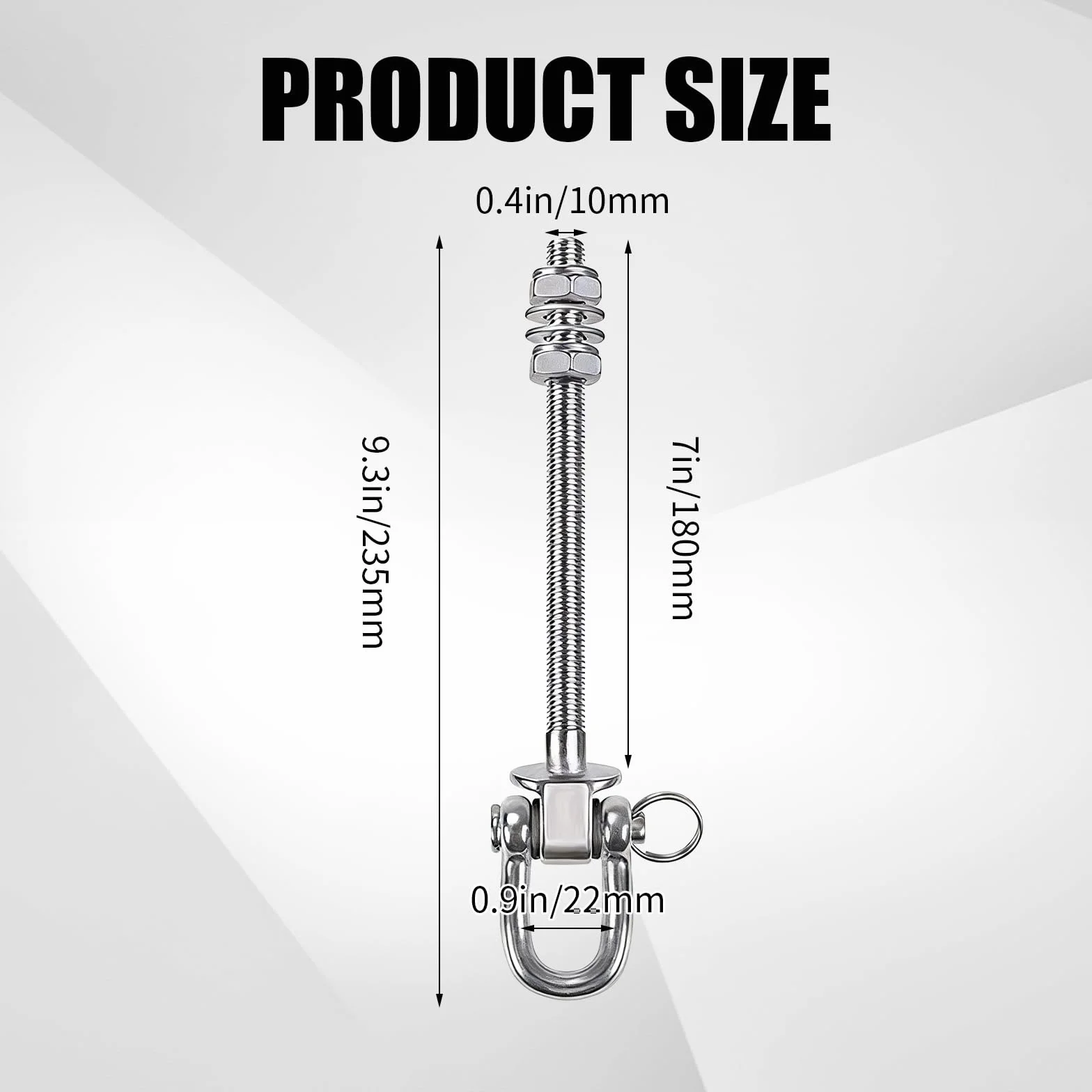 Ganci per Altalena Resistenti in Acciaio Inox con Cuscinetti Confezione da 4, Bulloni M10 Girevole, capacità 680 kg, per Travi in Legno e Acciaio, Altalena Portico, Sedia Sospesa (4)