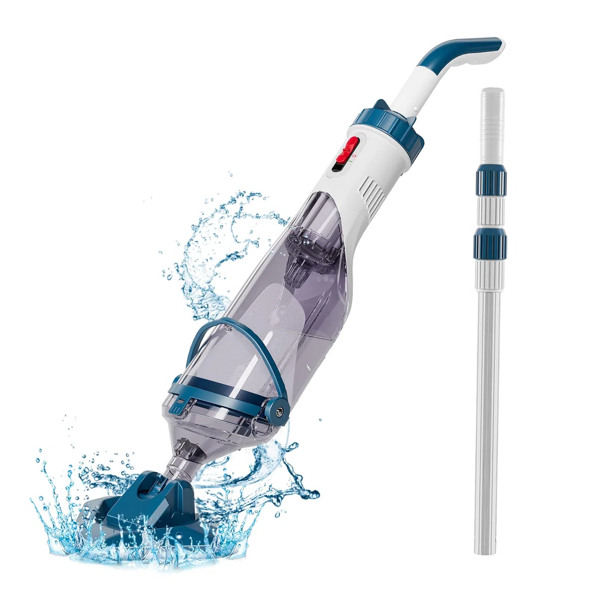Enhulk Aspirapiscina con Batteria, Aspirapiscina con Autonomia Fino a 60min, Aspirapolvere per Piscina Include Asta Telescopica, Aspirazione 4200L/H, Ideale per Piscine Fuori Terra, SPA e Più, Blu