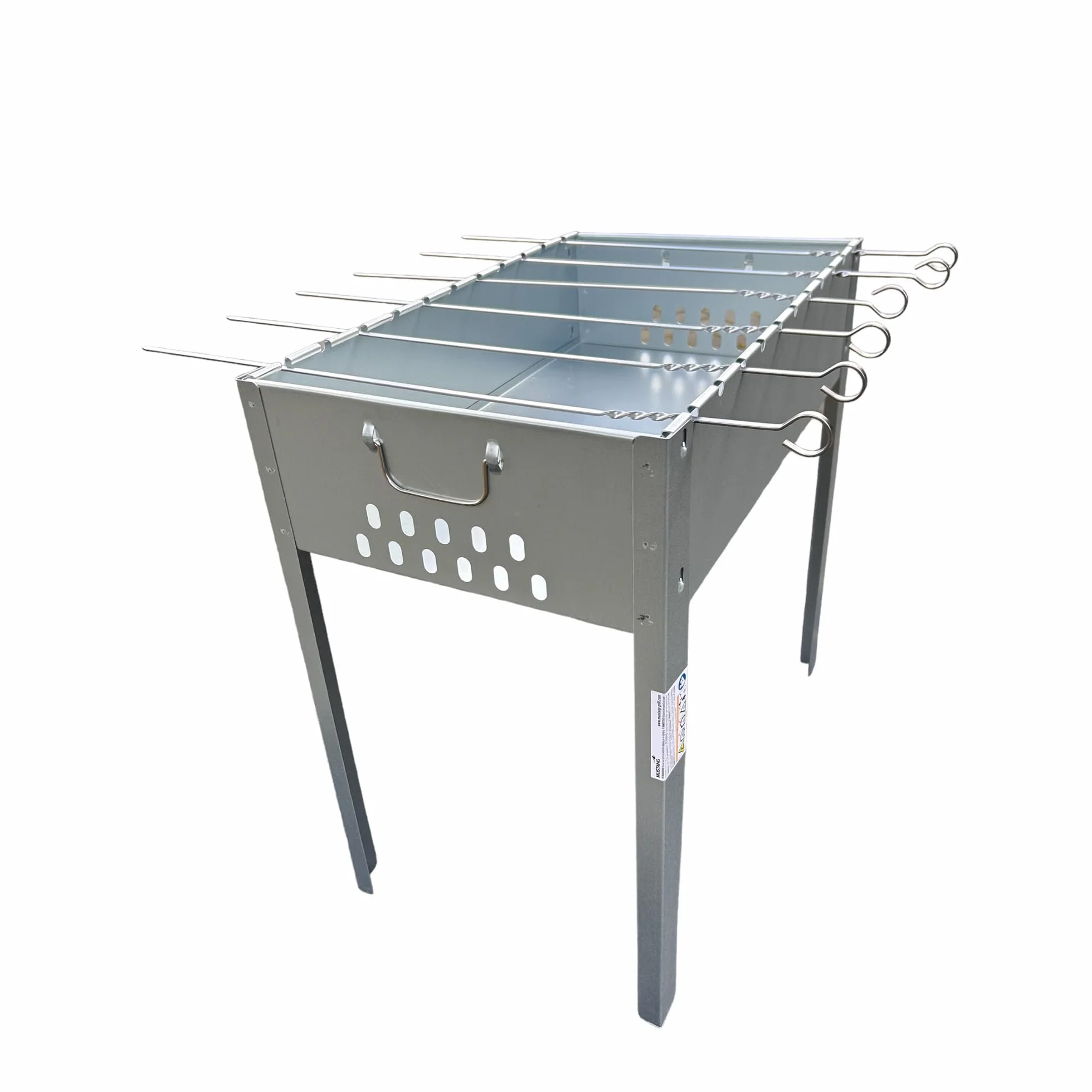 Mangal - Barbecue per spiedini, 50 x 30 x 50 cm, con 6 spiedini in acciaio INOX e griglia