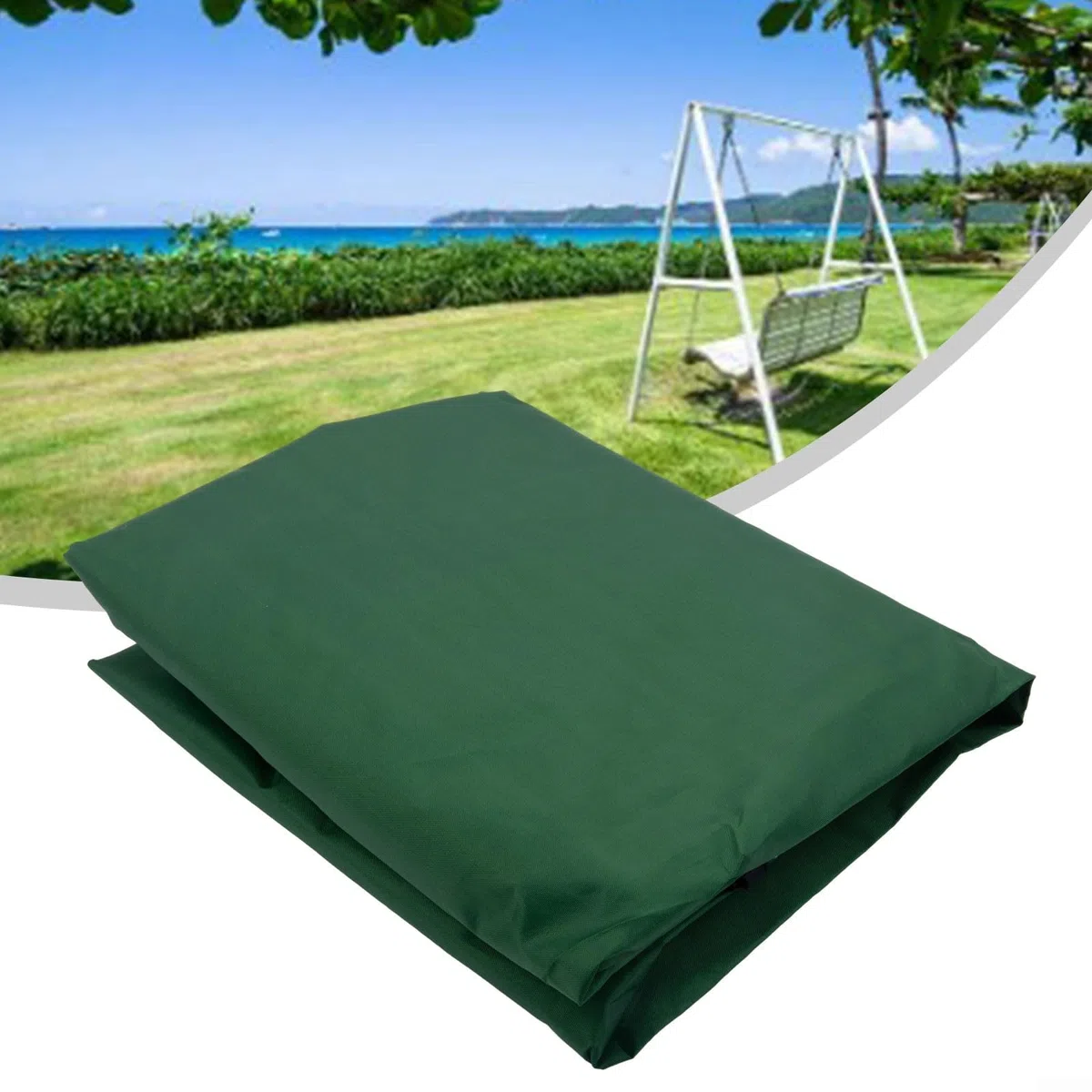 Cuscino per dondolo da giardino, 150 cm, ricambio per dondolo da giardino, in tessuto, adatto per sedia a dondolo a 3 posti (verde scuro)