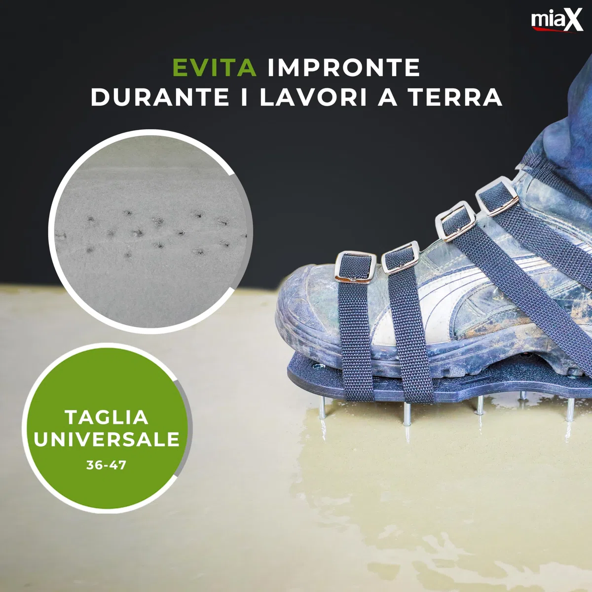 miaX Scarpe Professionali per aerazione del Prato garantite Antiscivolo - Migliore qualità - ottimizzate per Un Prato Perfetto - Scarpe a massetto con Tacco rialzato per Una Tenuta sicura