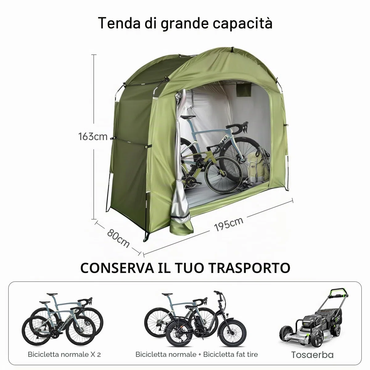 Tenda per bicicletta, portatile, tenda per attrezzi, per bicicletta, garage, per esterni, campeggio, giardino, tenda a cupola, tessuto Oxford 210D, per biciclette, moto, attrezzi da giardino, tosaerba