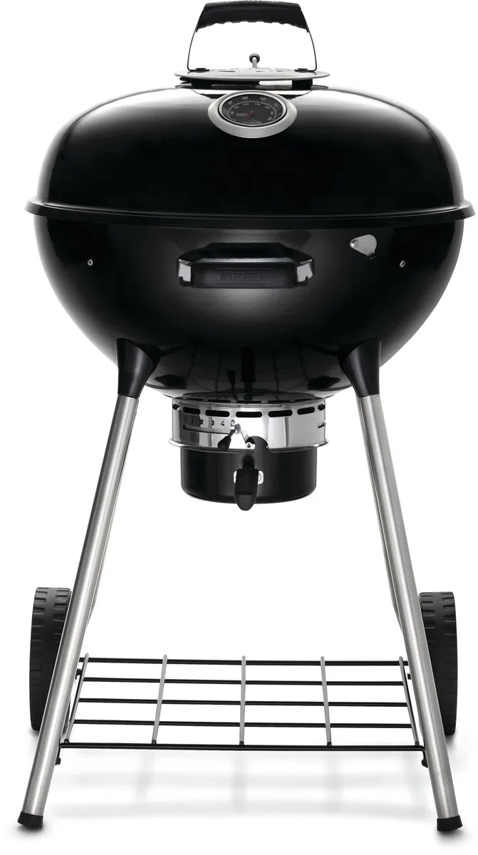 Napoleon - Barbecue a carbone NK22, nero, coperchio e ciotola smaltati in porcellana, griglia di cottura cromata