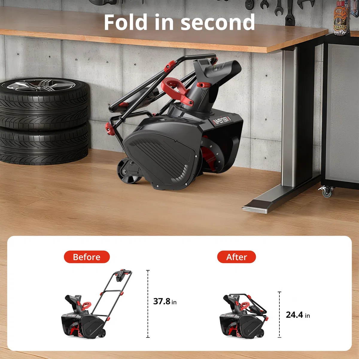 AMERISUN Spazzaneve elettrico da 45,7 cm, lancianeve con filo da 15 Amp con distanza di lancio di 9 m, facile avvio in due fasi, strumento leggero per la rimozione della neve per vialetto, passerella