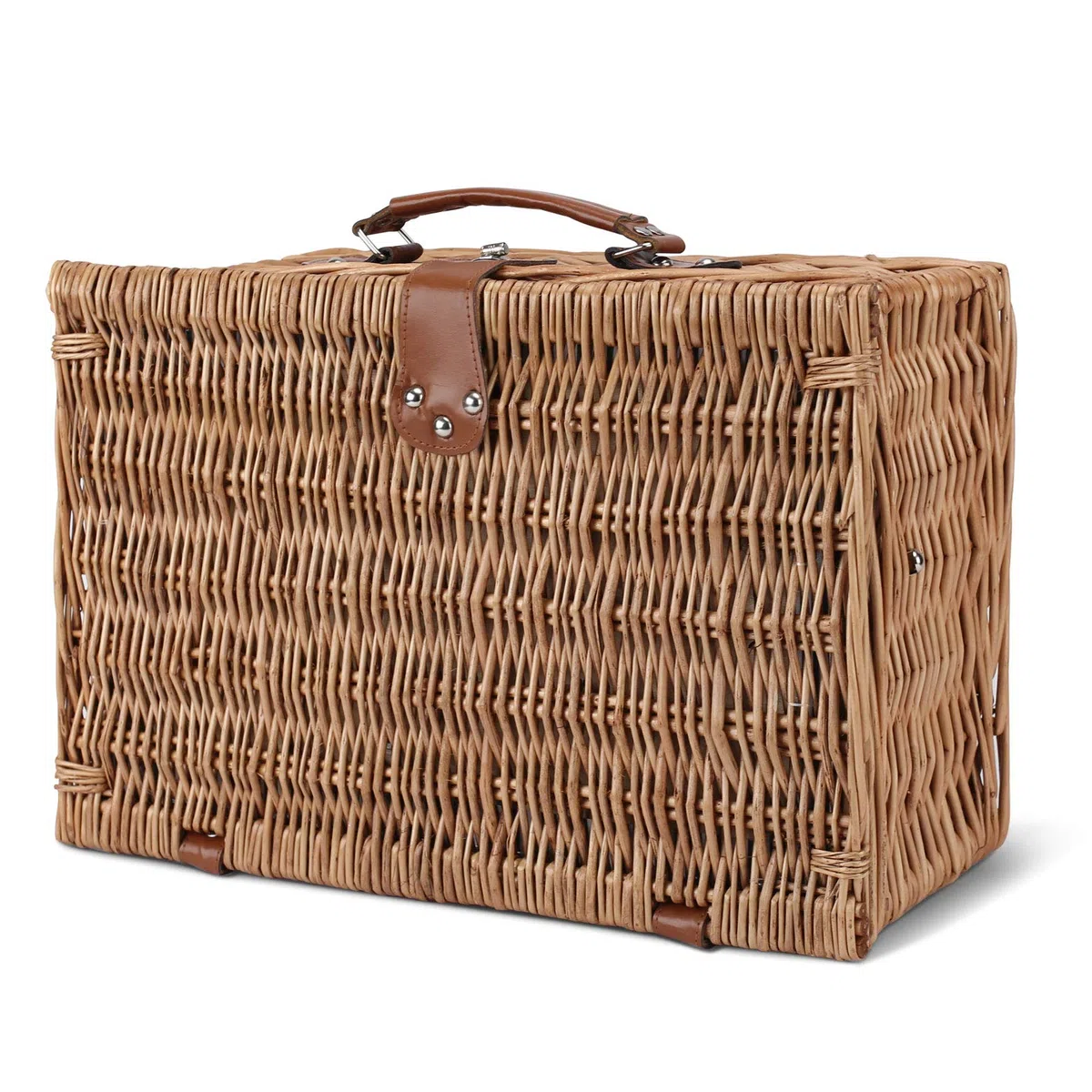 Set cesto da picnic in vimini per 2 persone con borsa termica, cesto da picnic con tazze, posate, bicchieri da vino, piatti e tovaglioli