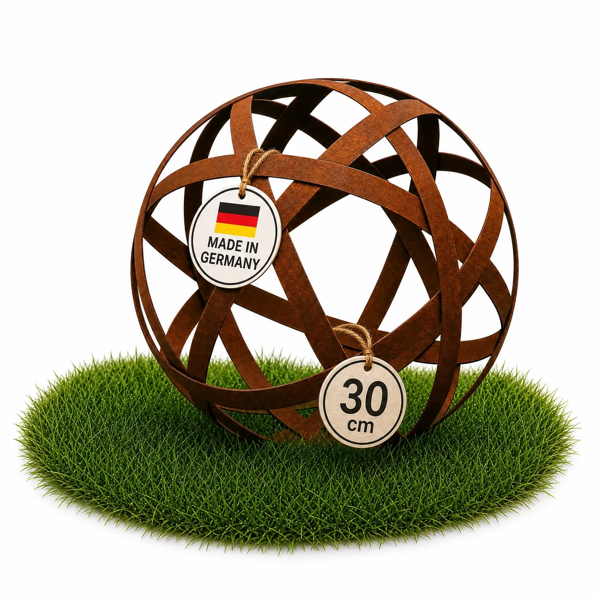 Rostdeko & Decorazione da giardino Sfera (S) in metallo – Decorazione rustica per giardino e terrazza, design semplice, 30 x 30 x 30 cm, effetto ruggine decorativo