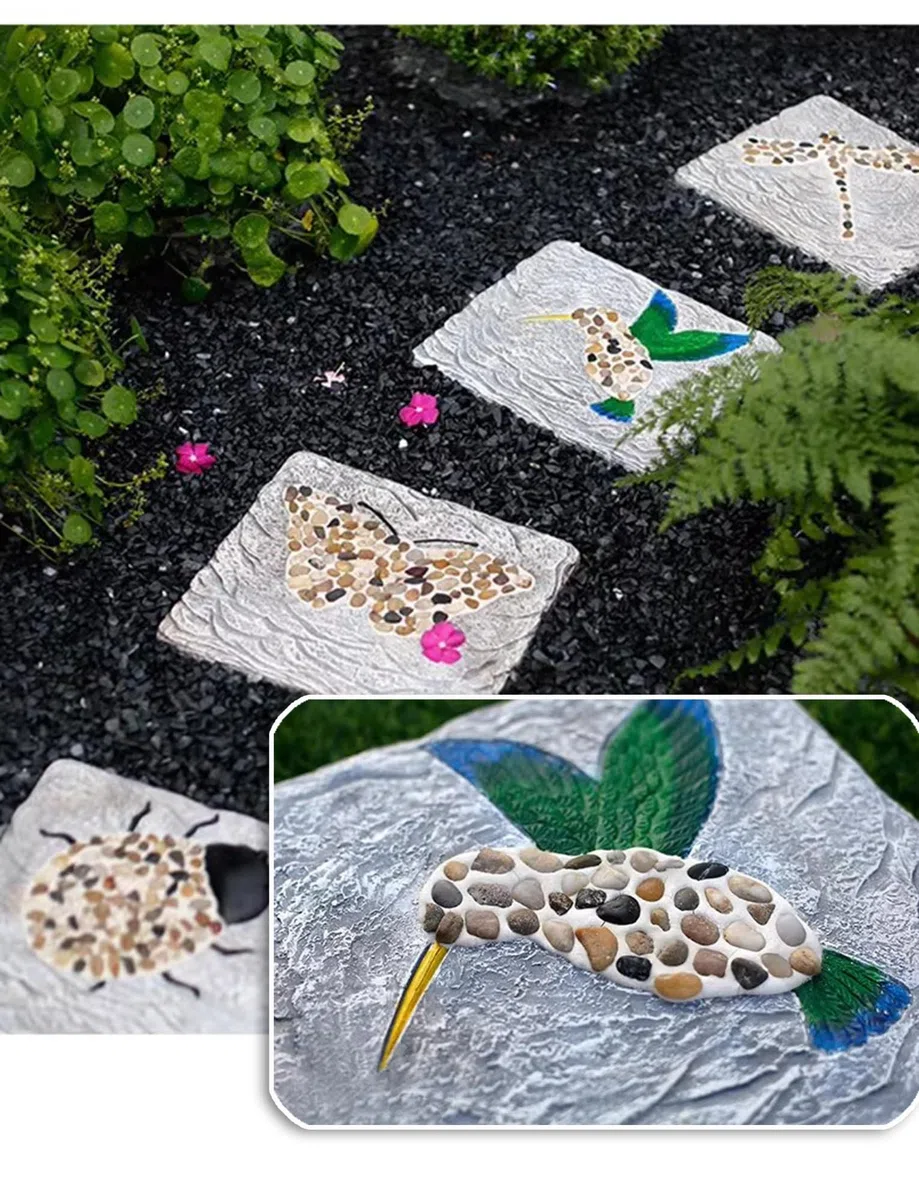 Pietre da Giardino per Camminamento Set di Piastrelle da Giardino Effetto Pietra Pavimento Esterno Antiscivolo per Sentieri, Terrazza e Piscina(C)