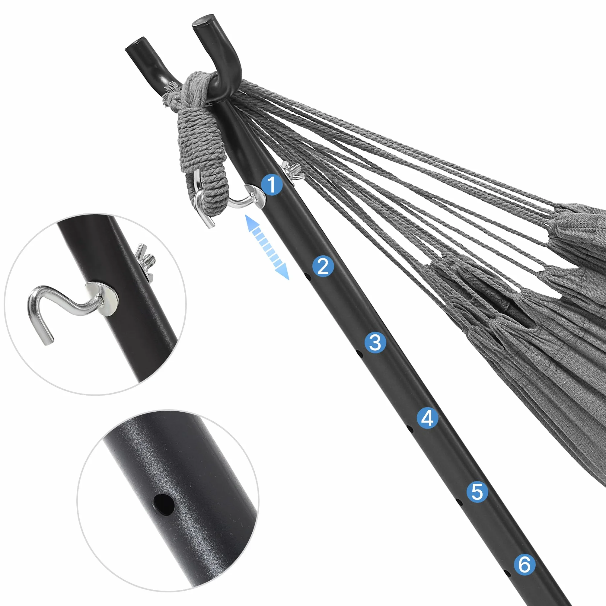 Mondeer Amaca da Campeggio con Supporto Amaca da Giardino per Esterni in Tessuto Singolo con Telaio in Metallo con Borsa Portatile e Accessori, Capacità di Carico 200 Kg, per Viaggi, Patio