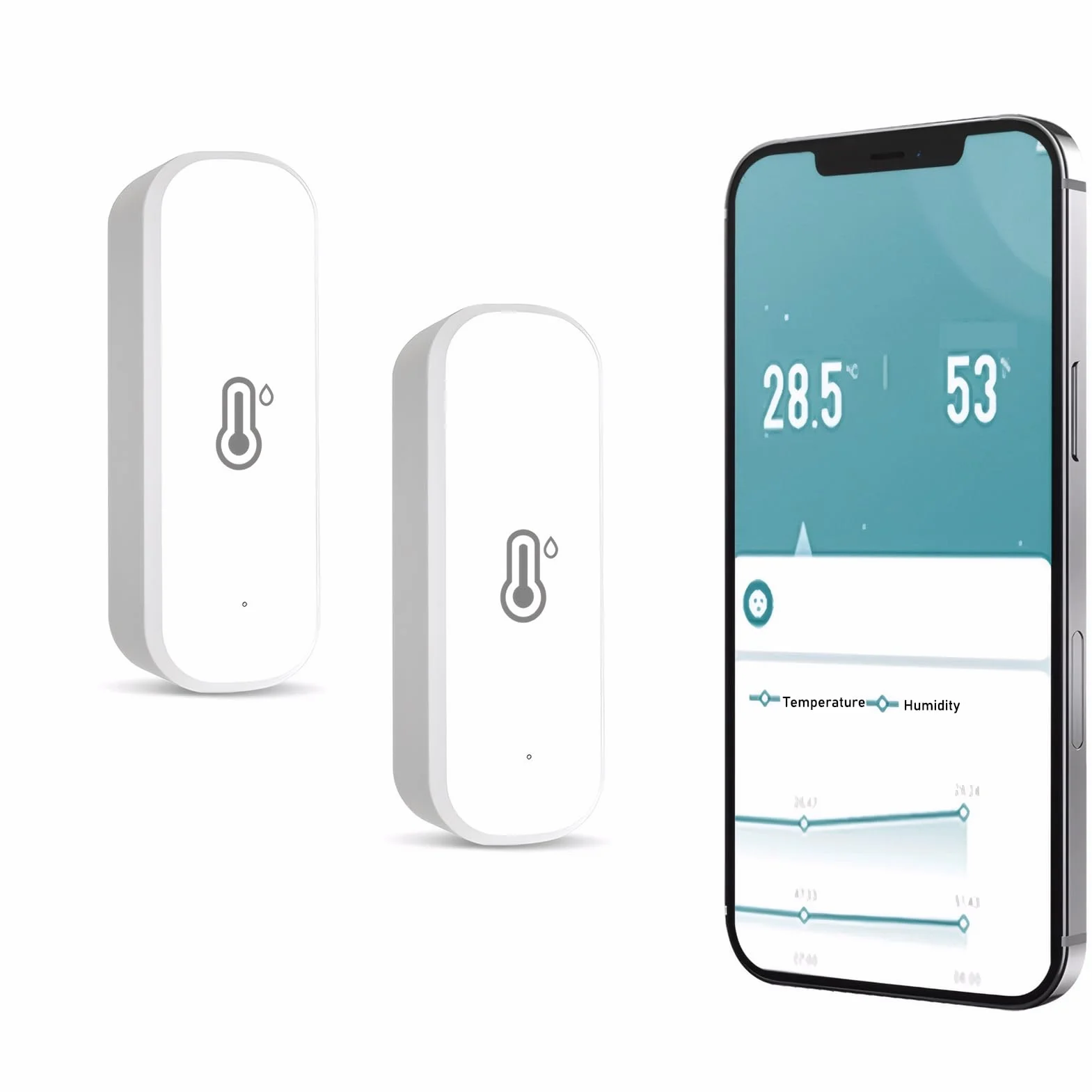 Mengshen Confezione da 2 sensori di umidità WiFi intelligenti per monitor della temperatura interna con avviso di notifica compatibili per Alexa Google Home Nursery Basement
