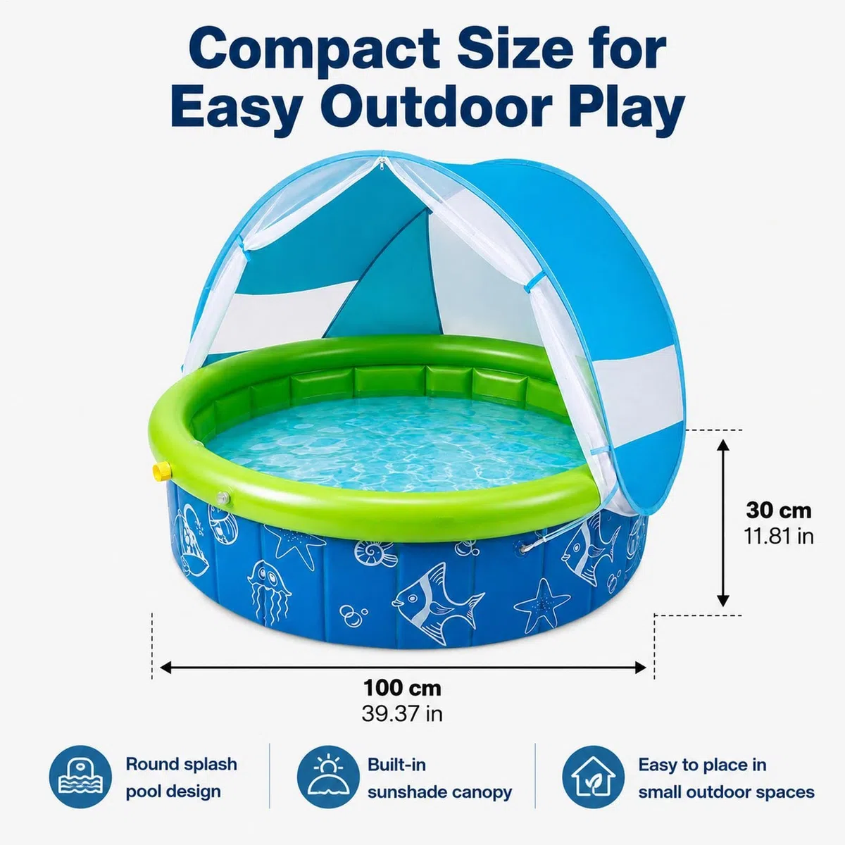 Piscina Gonfiabile Con Tettoia Giocattolo Acquatico Pieghevole e | Piscina Da Nuoto Per Esterno Cortile Patio Spiaggia E Viaggio