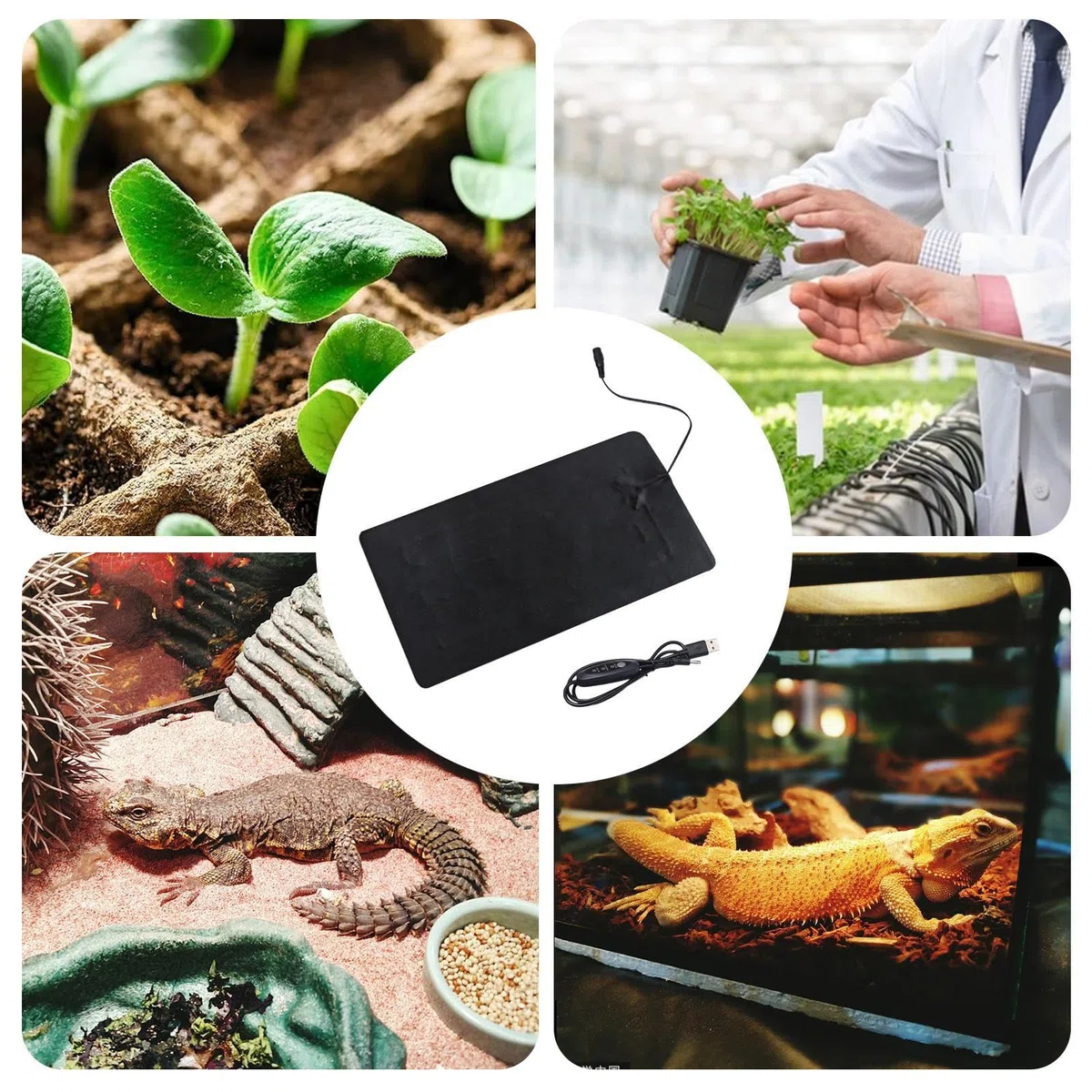 Seedling Heat Mat | Waterproof PVC Leather Plant Heating Pad | 45?-50? USB Warm Hydroponics Heating Pad for Indoor Plants, Reptiles, 3 Adjustable Temp Settings, Indoor Plant Heating Pad