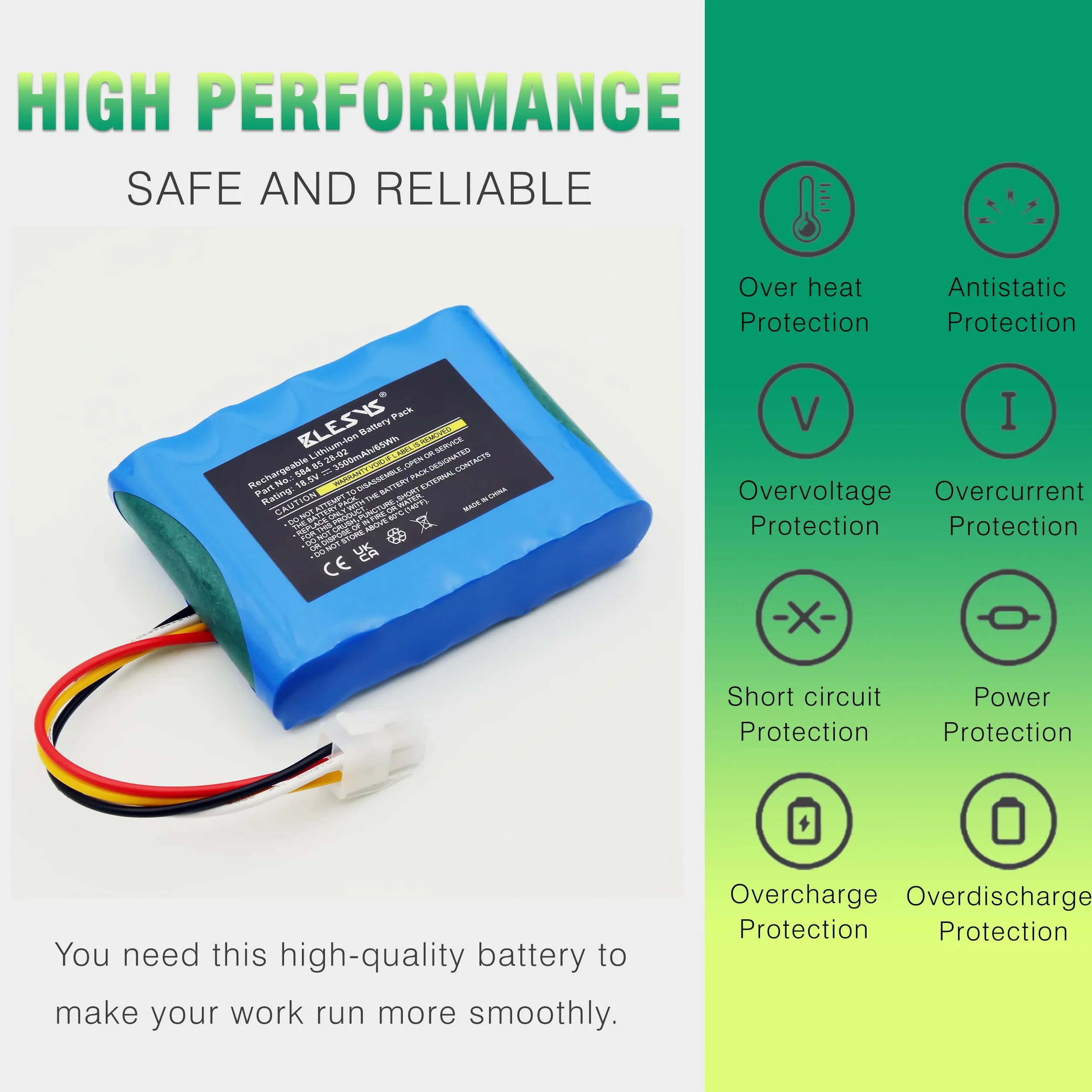 BLESYS 3500mAh Batteria per Husqvarna Automower 310 315 315X Robot Tagliaerba Batteria Modello 584 85 28-02 Compatibile con Gardena Sileno City 250 500 R100Li Sileno+ R130Li R160Li [18,5 V 65 Wh]