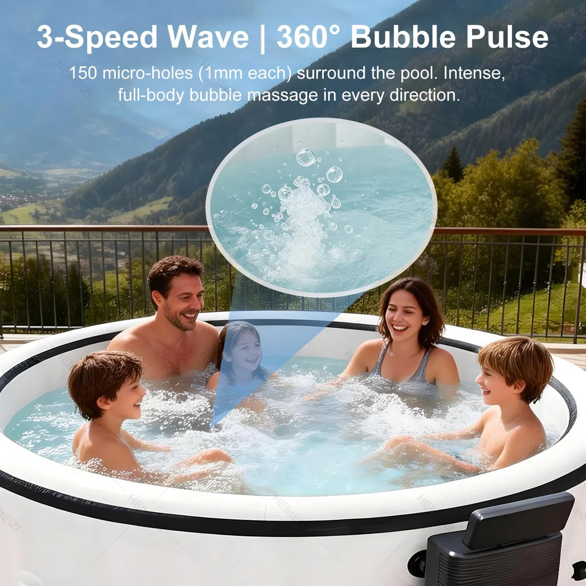 Vasca Idromassaggio Gonfiabile 206x206cm, SPA Portatile con Riscaldatore da 2500W e Sistemas di Massaggio a 150 Getti D'aria, Adatta a Piccoli Bagni e Giardini, Include Copertura Isolante e Filtro