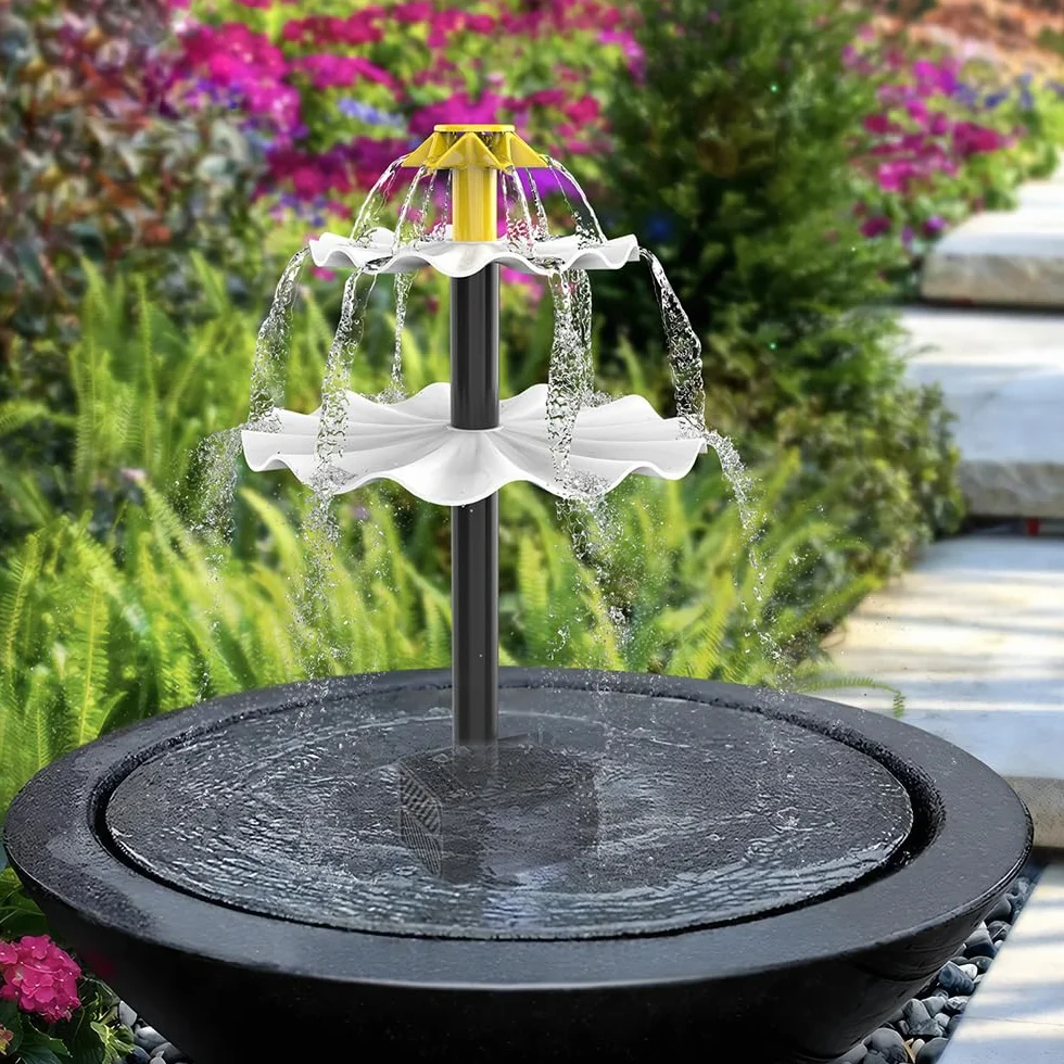 Fontana Da Giardino Esterno Solare, Pompa Solare Per Laghetto Da Giardino, Bagno Per Uccelli Fontanella Da Giardino, Pompa Acqua Solare Con Pannello Per Fontana Cascata Fai Da Te Decorazione (4W)