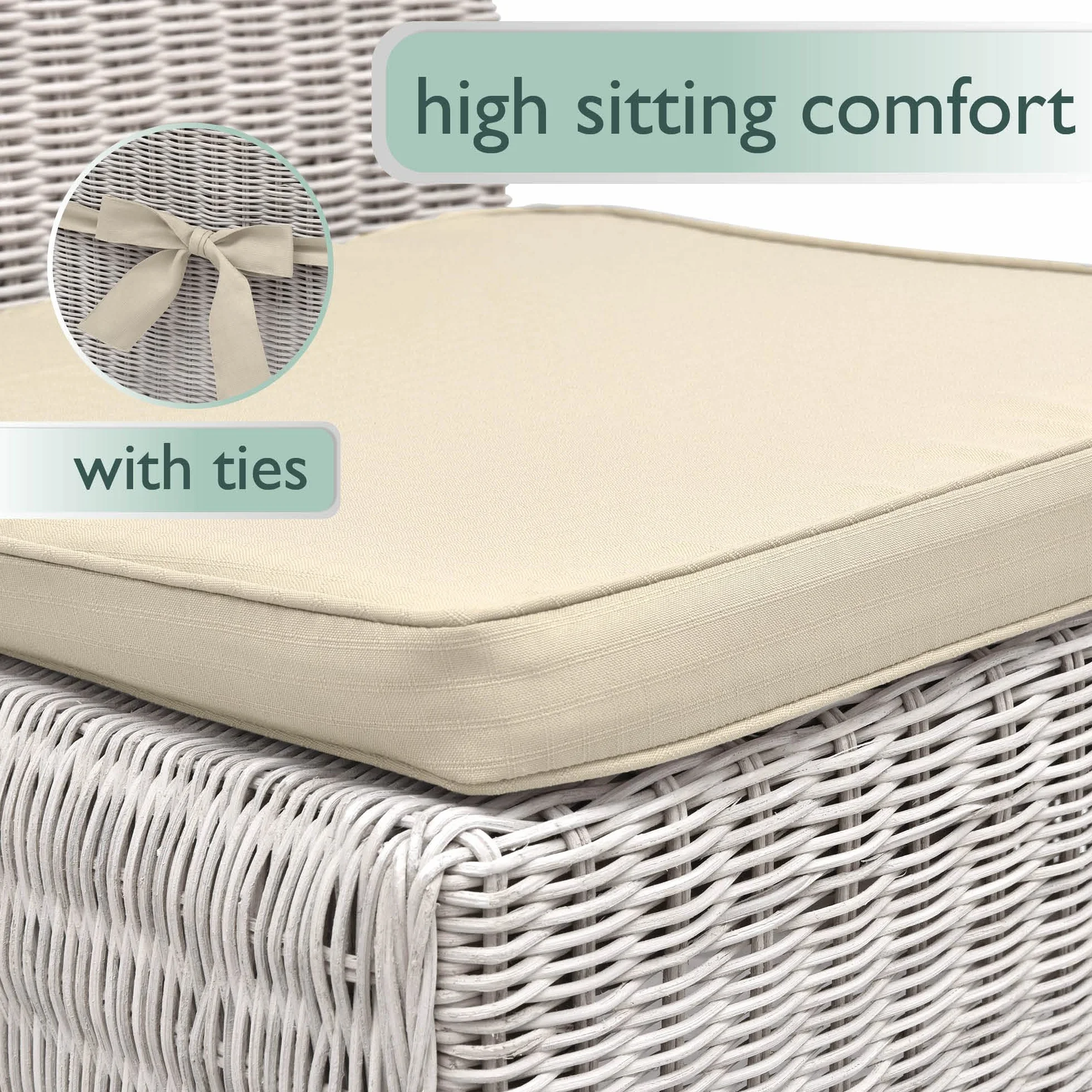 Beautissu Set da 4 cuscini sedie esterno con laccio sfoderabili giardino | 40x45cm beige spessore 5cm comodi e resistenti pratico mobili Loft SK Rattan Legno cuscino sedia Pia