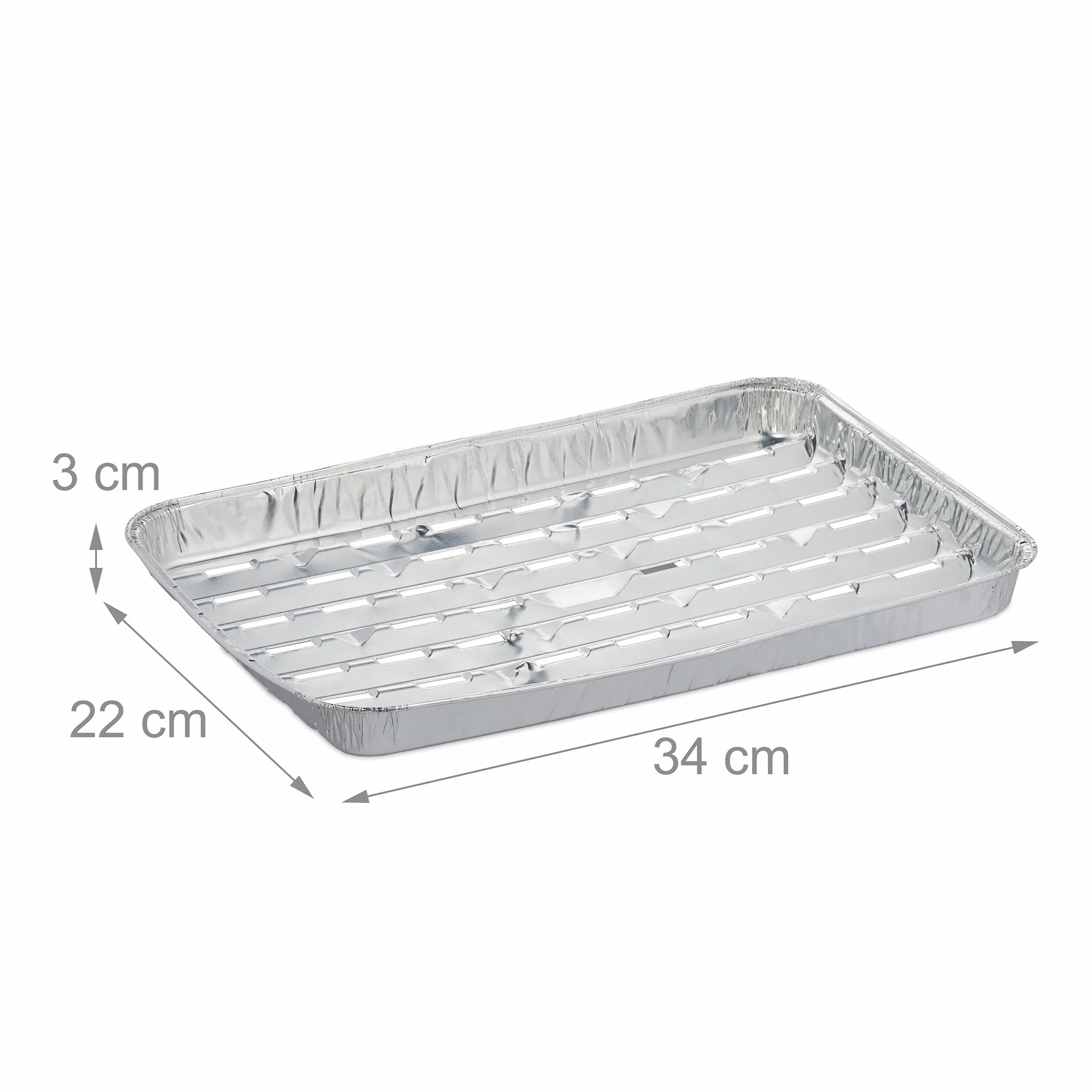 Relaxdays Vaschette in Alluminio per Barbecue, Set da 25, L x P: 34 x 22 cm, Contenitori Rettangolari con Fori, Argento
