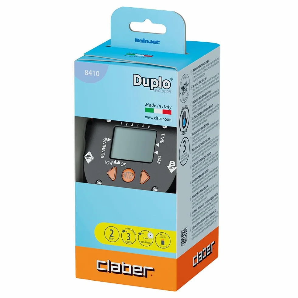 Claber Aquadue Duplo Evolution, programmatore a rubinetto a due vie