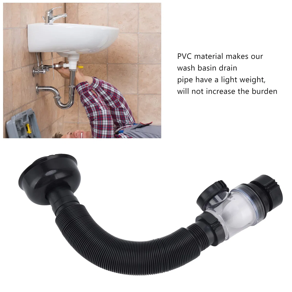 Jenngaoo Tubo di Scarico Espandibile per Lavandino del Bagno e Cucina in PVC - Estensibile