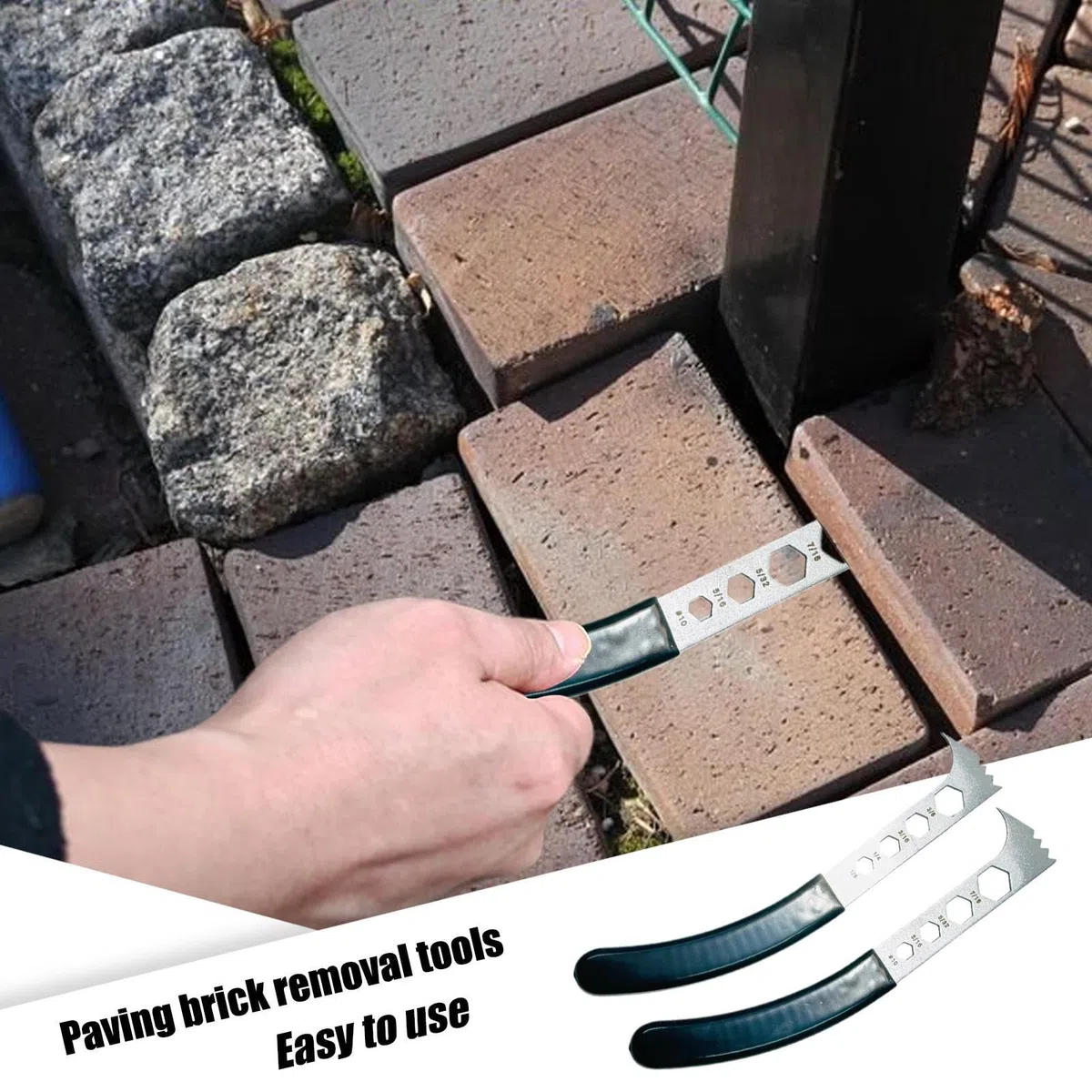 Attrezzo per pavimentazione – Robusto ed ergonomico, 2 pezzi professionale | Estrattore di da patio – per giardino, patio, prato, marciapiede, cortile, blocco di in pietra di