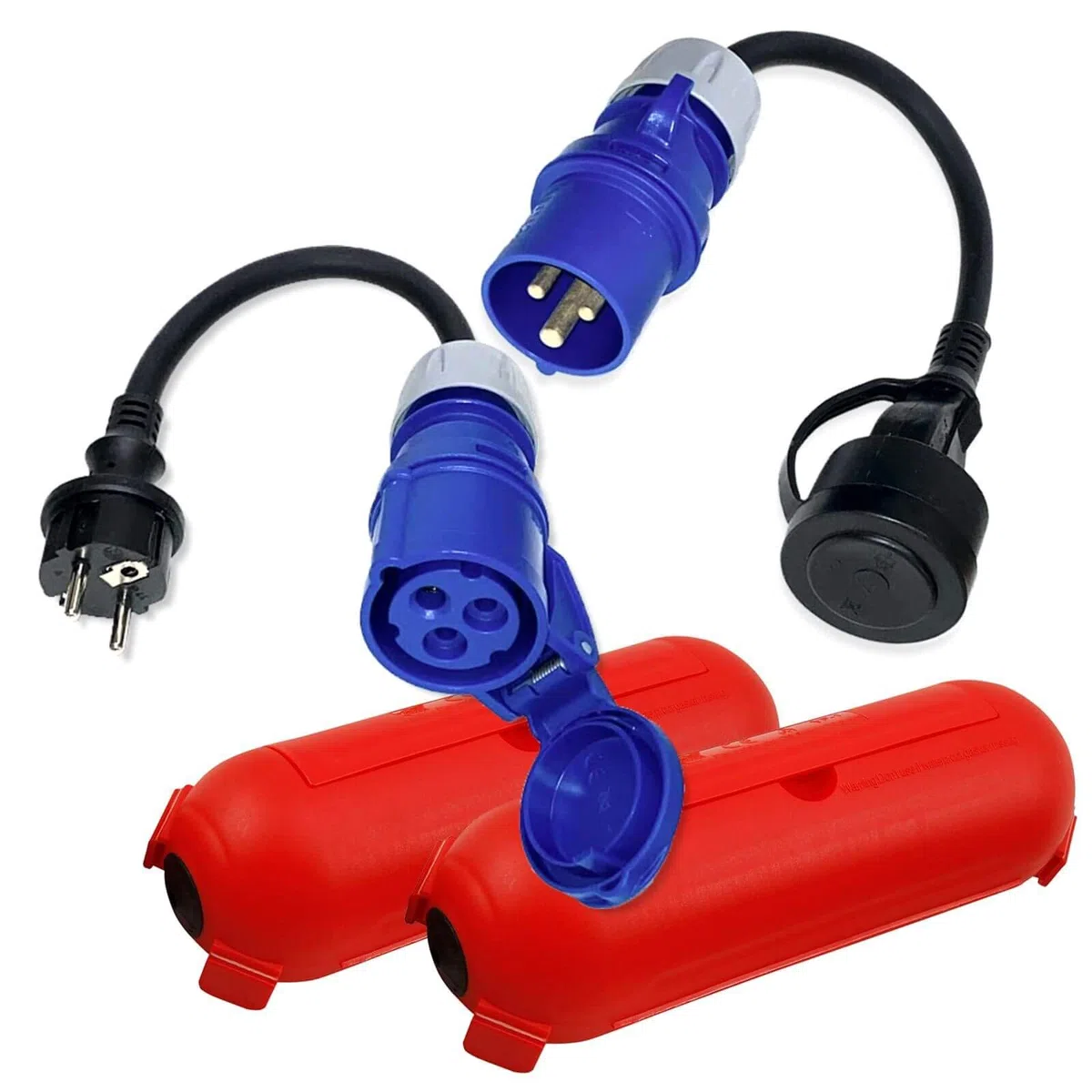 Adattatore campeggio CEE cavo spina di accoppiamento scatola di protezione set - per campeggio, barca, camper e caravan - Cavo H07RN-F 3x2,5 mm² Adattatore di alimentazione 230V 16A
