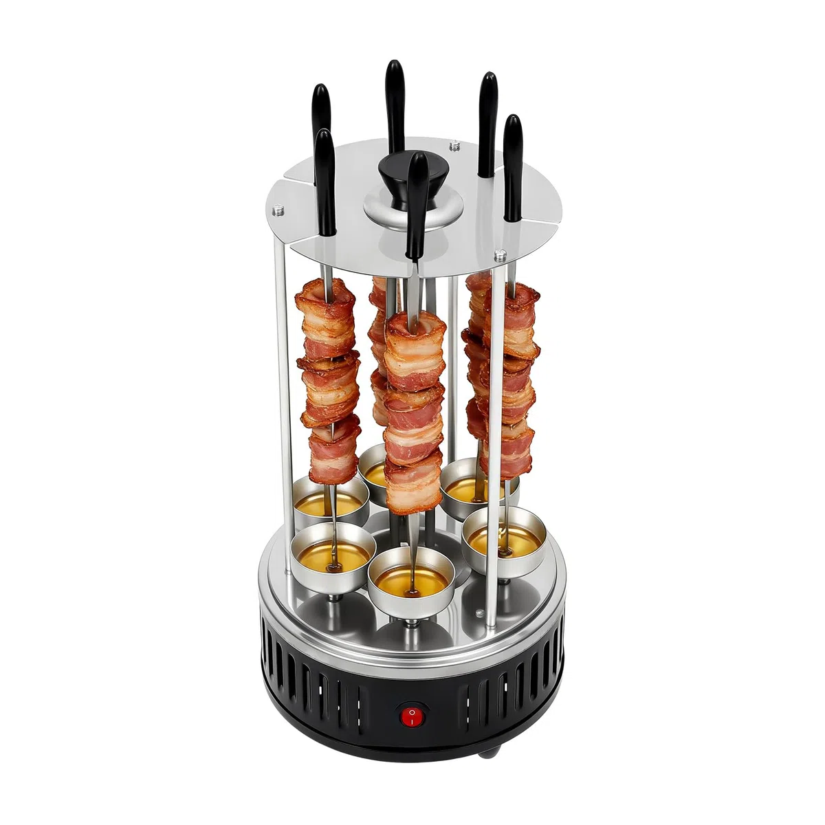 Griglia elettrica verticale, griglia elettrica, con 6 spiedini, 6 vassoi raccogli grassi, per kebab, shawarma, girarrosto, 20 x 37,5 cm
