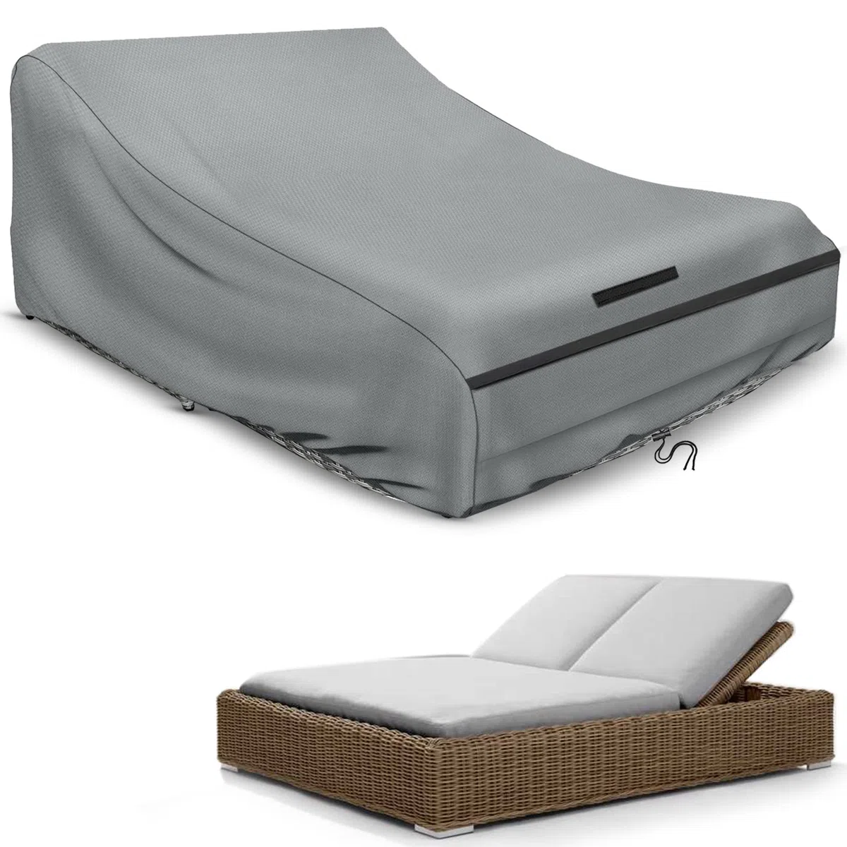 Schleuder Copri Lettino 2 Persone 210 x 160 x 35/75 cm Copertura 420D Doppia Lettino Esterna Impermeabile Doppio Lettino Sdraio Relax Lettino Giardino Copertura Protettiva Antivento Anti UV