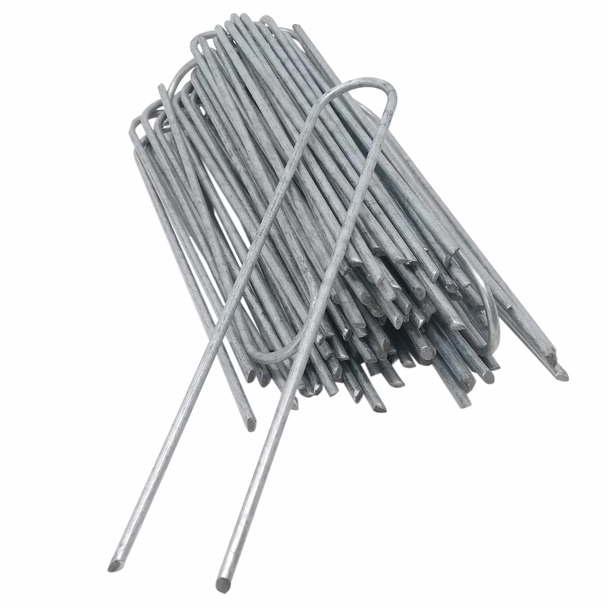 ToCi 100 picchetti di ancoraggio da 200 x 25 mm, zincati, in filo di acciaio, con diametro da 3,8 mm, pezzi di ancoraggio per il fissaggio di teli anti-erbacce, pellicole, tubi in pavimenti duri, ecc.