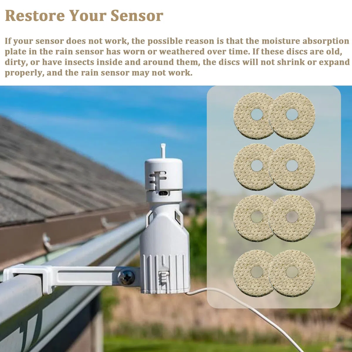 7 Pioggia Uccello Irrigazione Pioggia Sensore Igroscopici Dischi Sostituzione - Fix 1 Sensor- Riparazione 1 Sensore - WR2, RSD